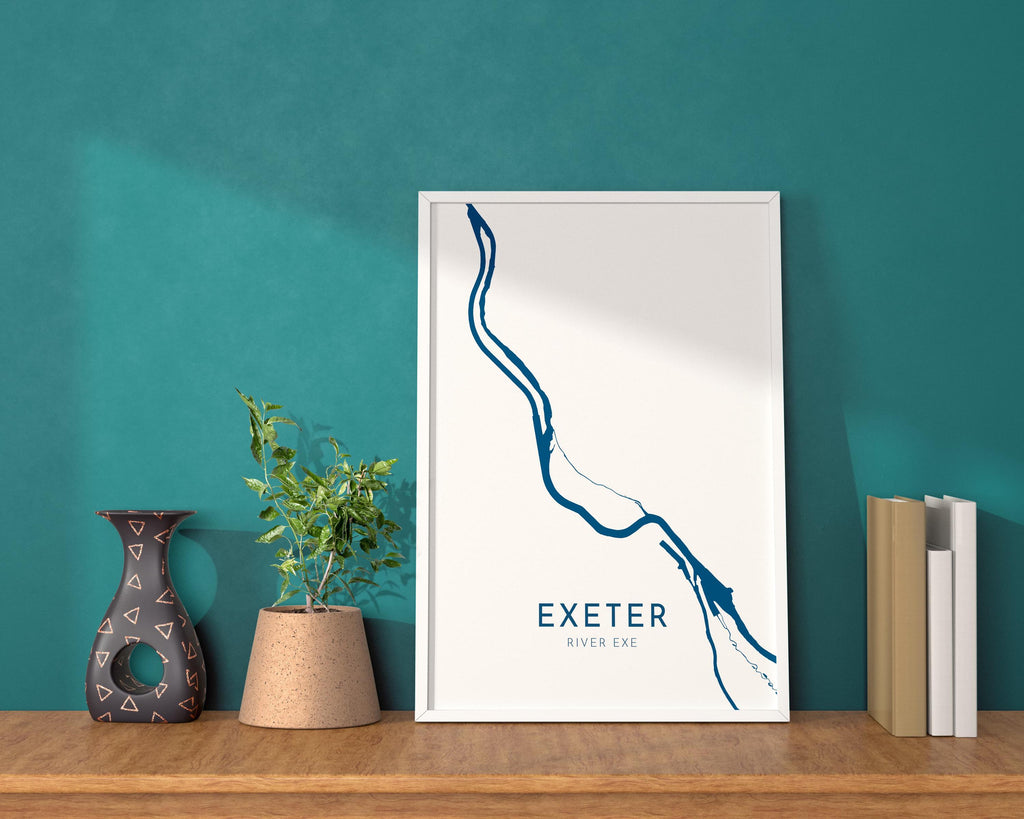 Exeter Map Art - River Exe Map, Devon Art, Exeter Travel Print, Nautical Décor, City Map Art, UK Cities