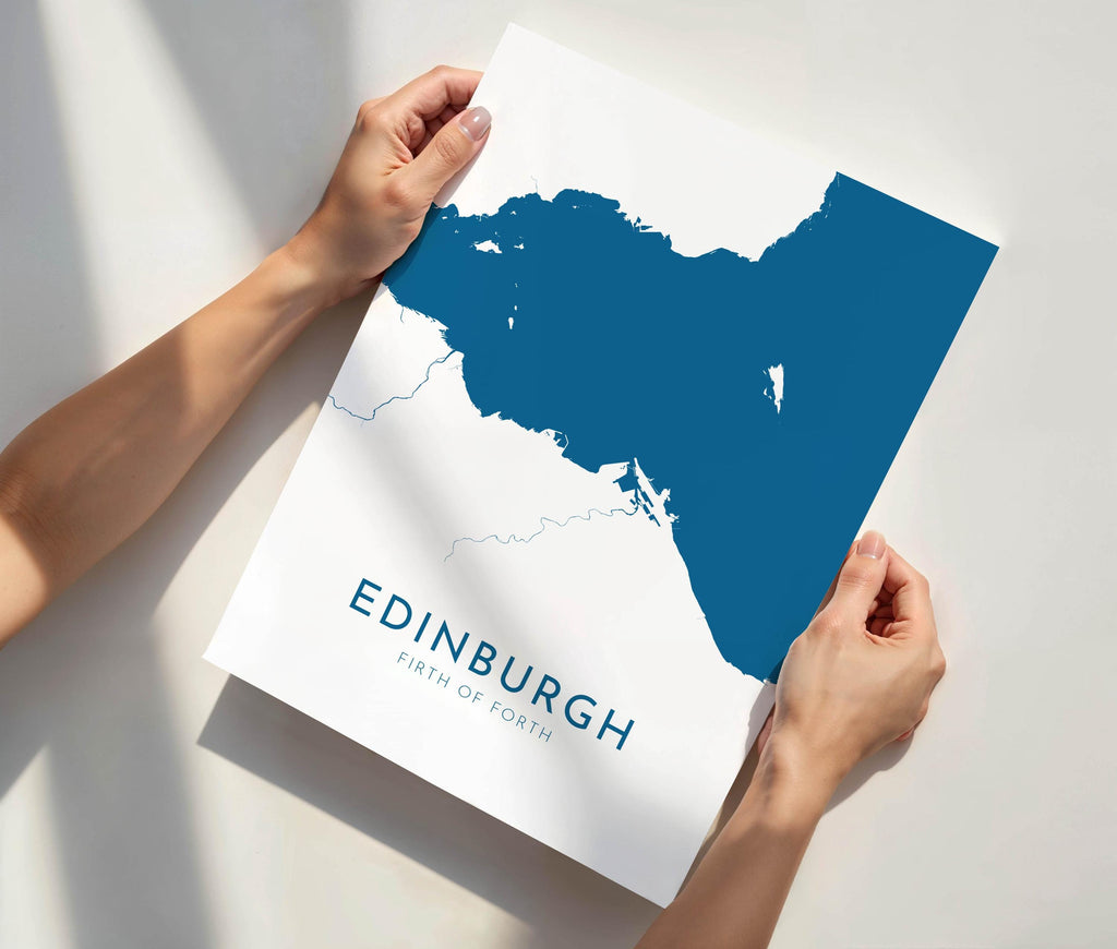 Edinburgh Map Art - Scotland Map Art, Edinburgh UK Map Art, Firth of Forth Map, Edinburgh Travel Print