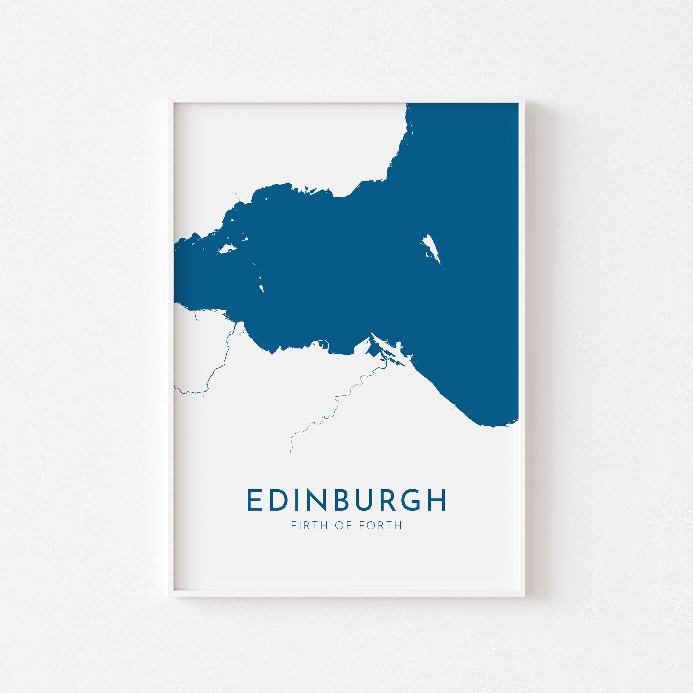 Edinburgh Map Art - Scotland Map Art, Edinburgh UK Map Art, Firth of Forth Map, Edinburgh Travel Print