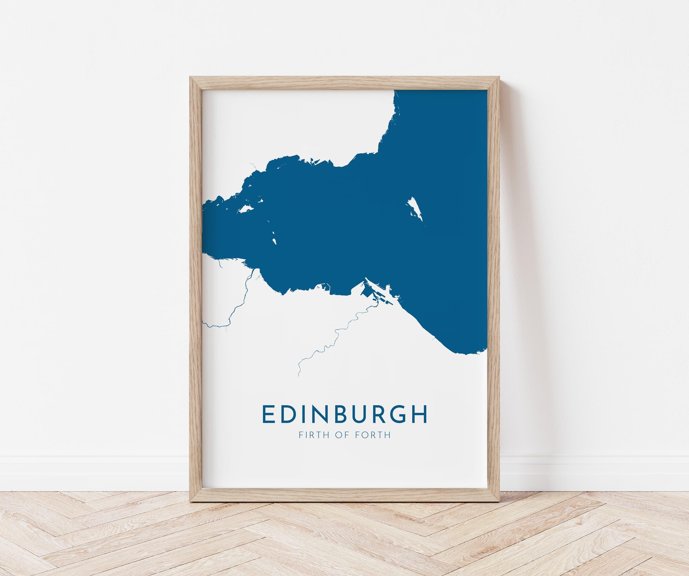 Edinburgh Map Art - Scotland Map Art, Edinburgh UK Map Art, Firth of Forth Map, Edinburgh Travel Print