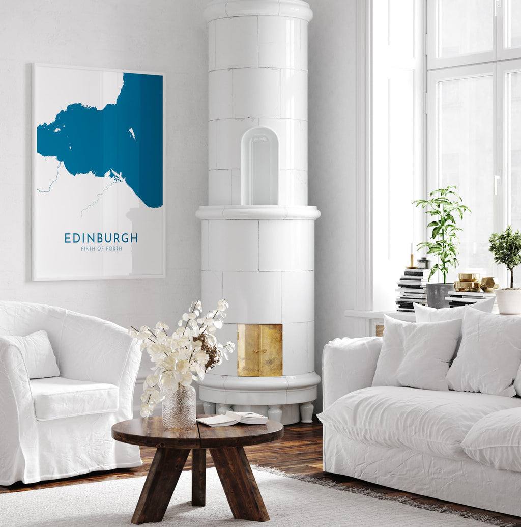 Edinburgh Map Art - Scotland Map Art, Edinburgh UK Map Art, Firth of Forth Map, Edinburgh Travel Print