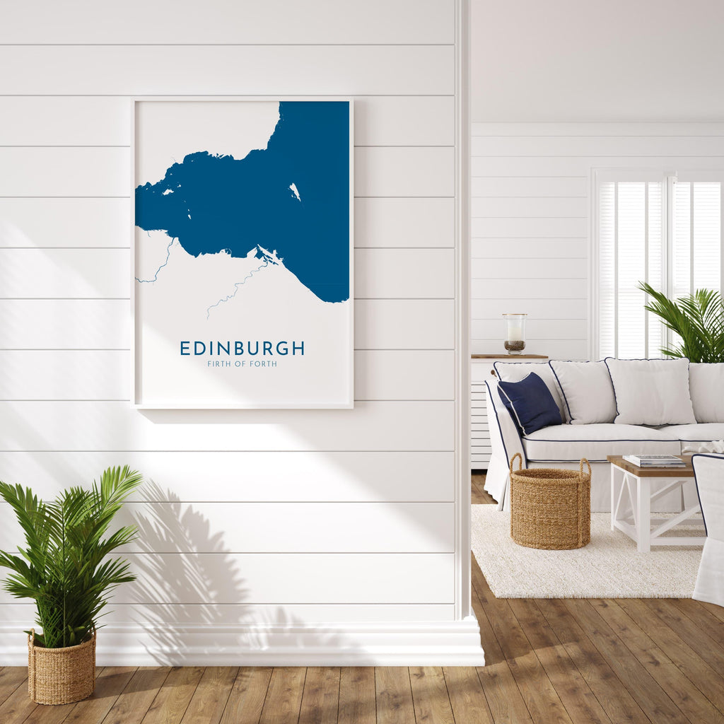 Edinburgh Map Art - Scotland Map Art, Edinburgh UK Map Art, Firth of Forth Map, Edinburgh Travel Print