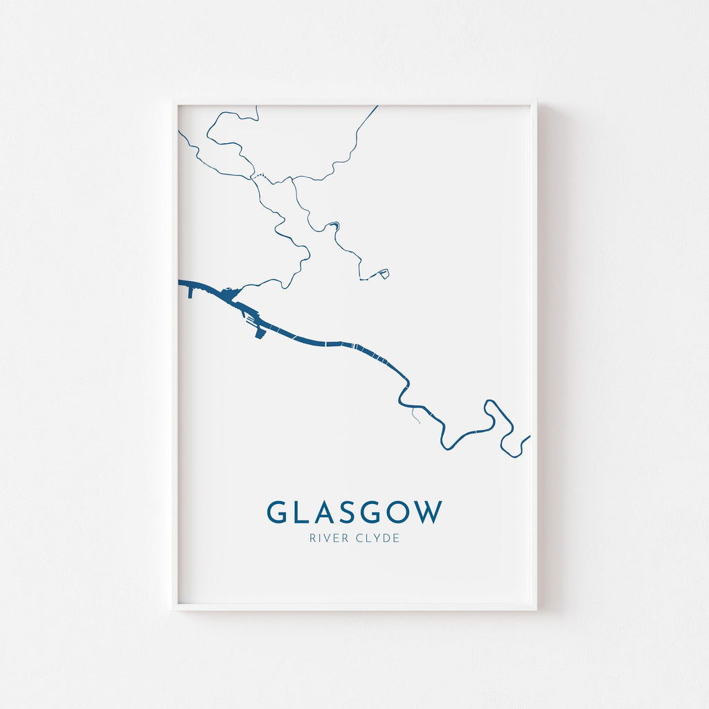 Glasgow Map Art - Scotland Map Art, Glasgow UK Map Art, Glasgow Travel Print, River Clyde Map, UK City Map Art, Scottish Art Print
