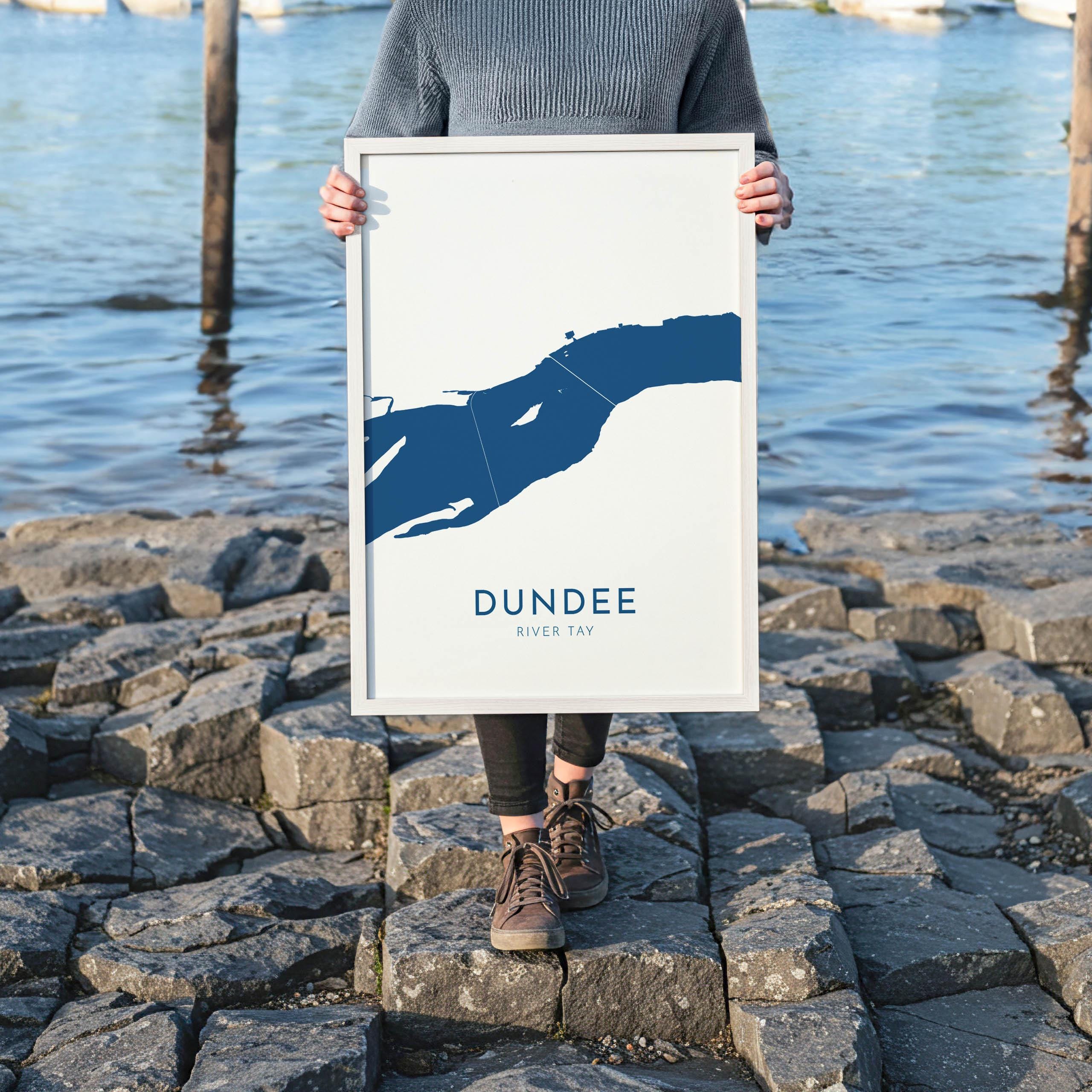 Dundee Map Art - Scotland Map Art, Dundee UK Map Art, River Tay Map, Dundee Travel Print