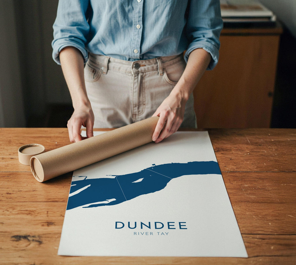 Dundee Map Art - Scotland Map Art, Dundee UK Map Art, River Tay Map, Dundee Travel Print