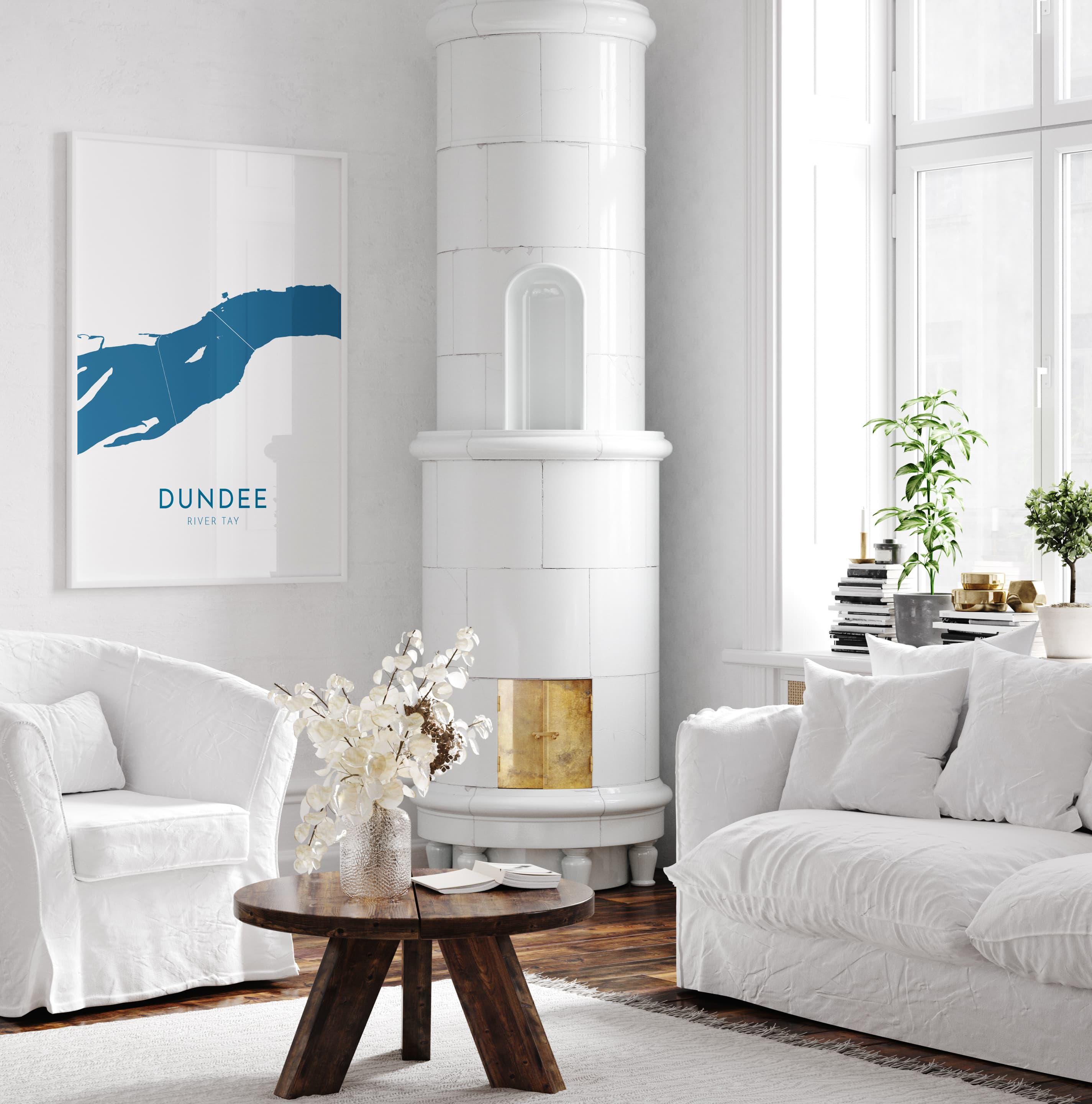 Dundee Map Art - Scotland Map Art, Dundee UK Map Art, River Tay Map, Dundee Travel Print