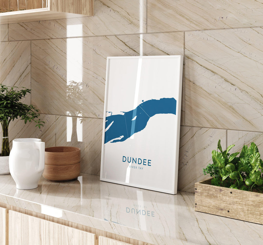 Dundee Map Art - Scotland Map Art, Dundee UK Map Art, River Tay Map, Dundee Travel Print