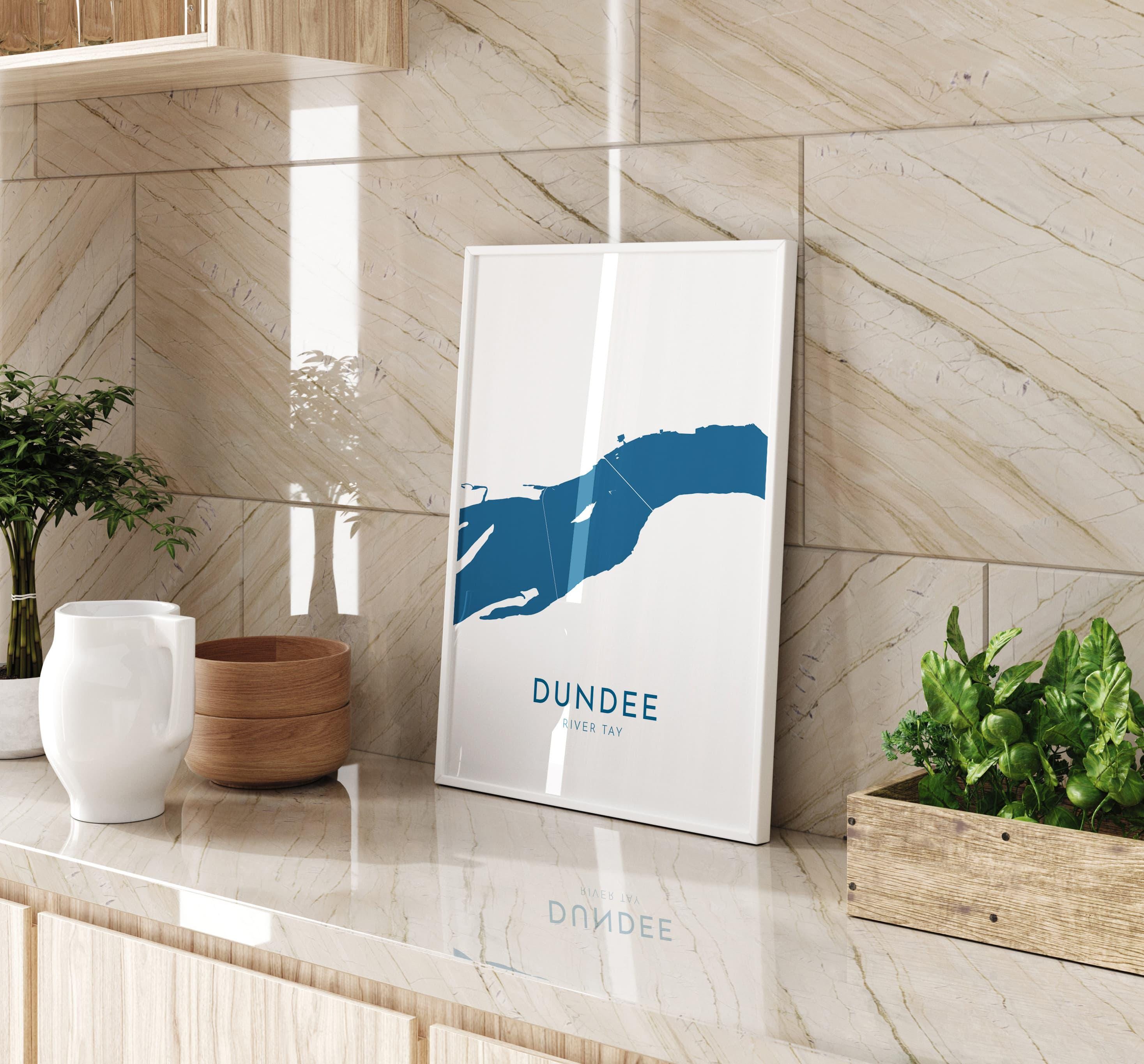 Dundee Map Art - Scotland Map Art, Dundee UK Map Art, River Tay Map, Dundee Travel Print