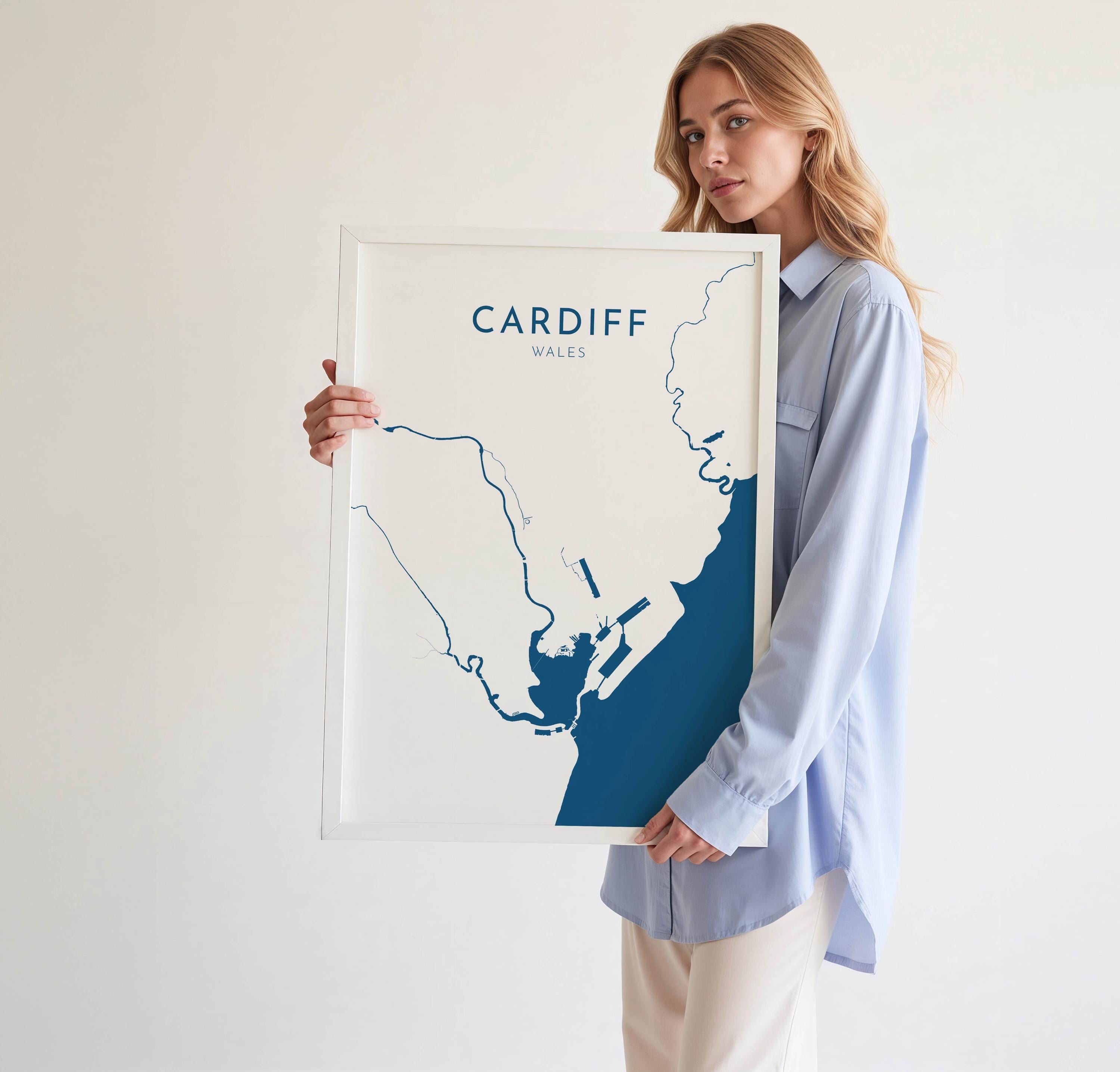 Cardiff Map Art - Wales Map Art, Cardiff UK Map Art, Cardiff Travel Print, UK City Map Art, Welsh Art Print, Welsh Coast