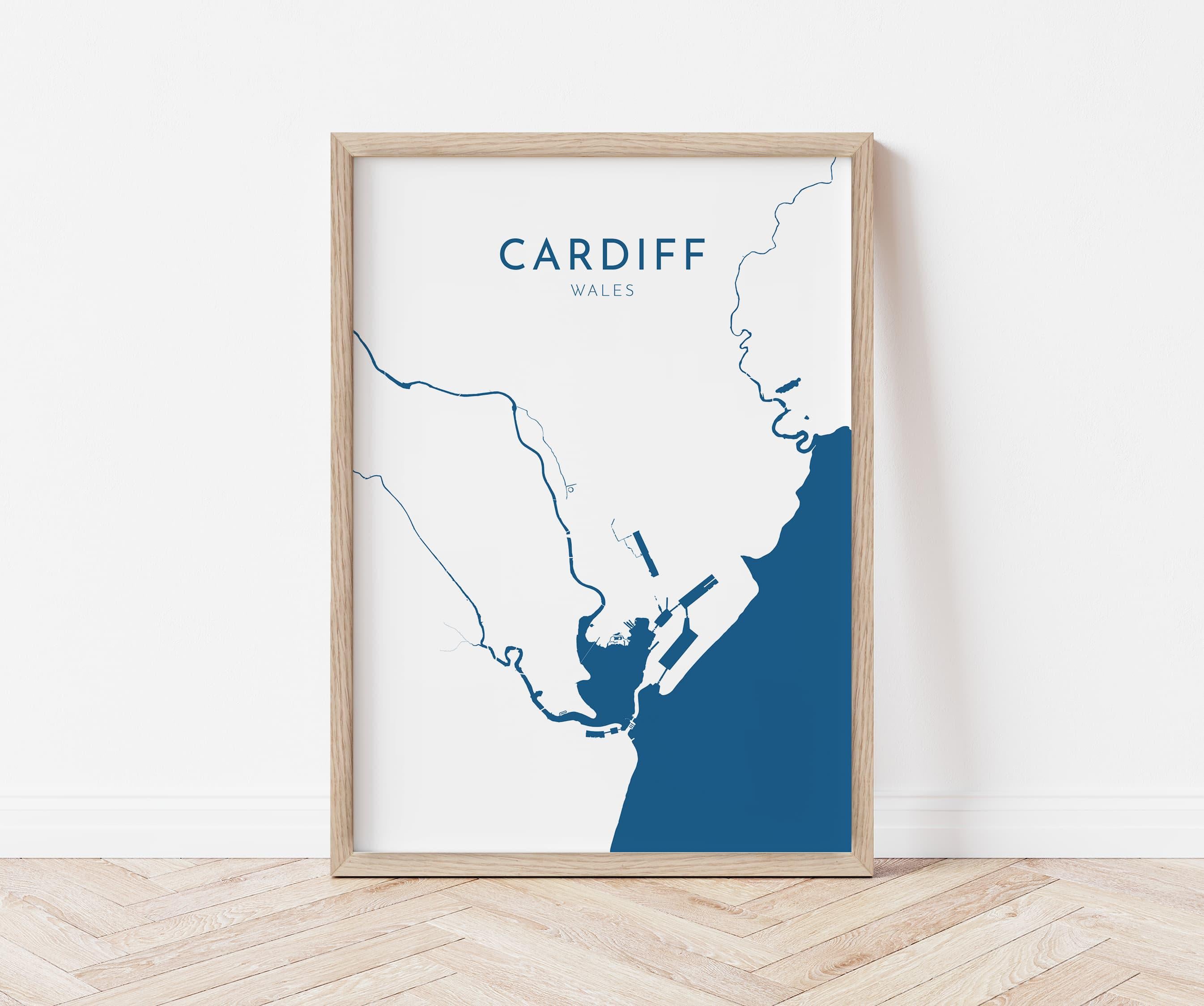 Cardiff Map Art - Wales Map Art, Cardiff UK Map Art, Cardiff Travel Print, UK City Map Art, Welsh Art Print, Welsh Coast
