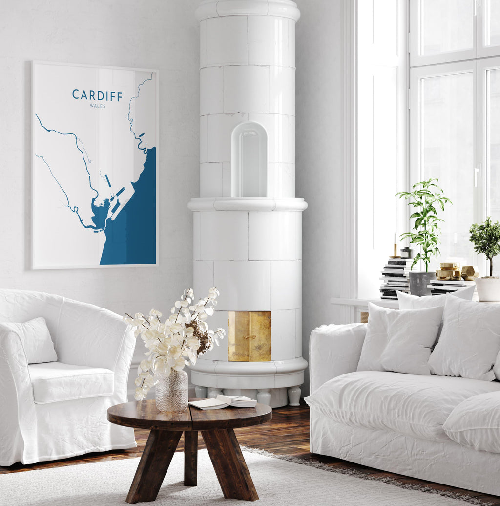 Cardiff Map Art - Wales Map Art, Cardiff UK Map Art, Cardiff Travel Print, UK City Map Art, Welsh Art Print, Welsh Coast