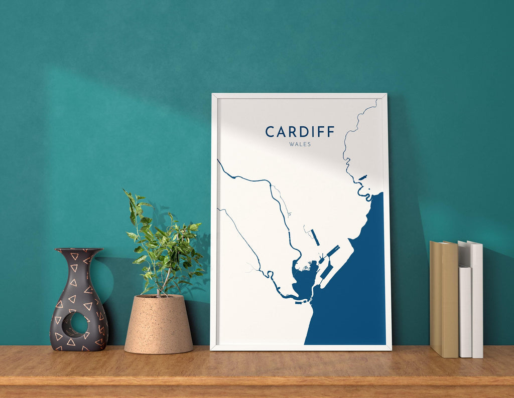 Cardiff Map Art - Wales Map Art, Cardiff UK Map Art, Cardiff Travel Print, UK City Map Art, Welsh Art Print, Welsh Coast