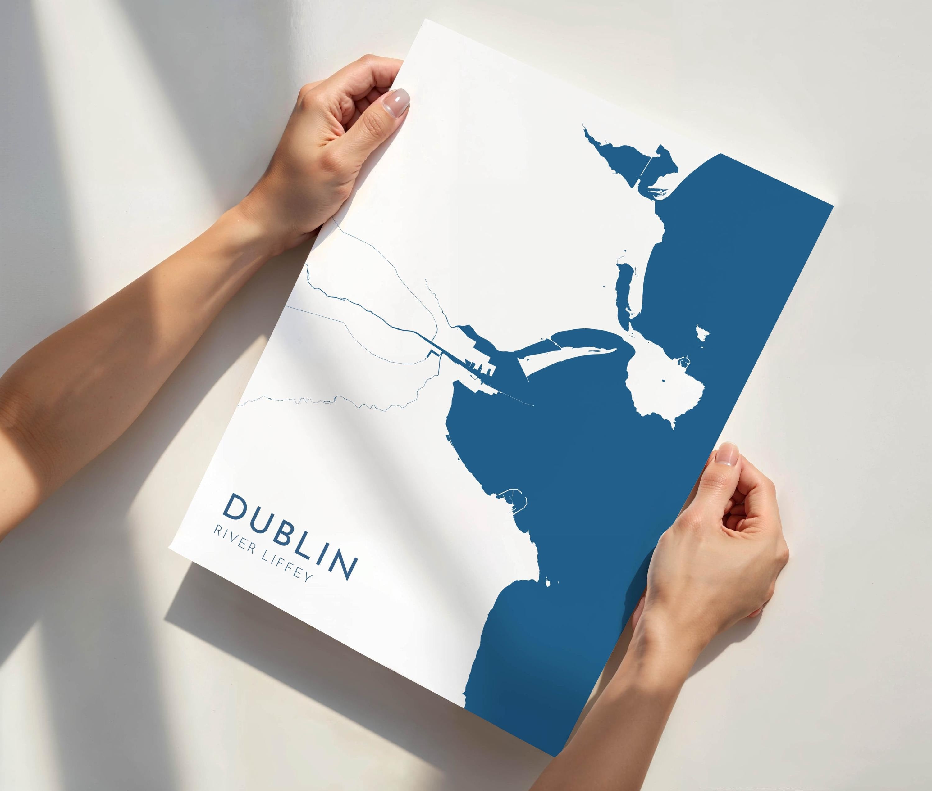 Dublin Map Art - Dublin River Liffey Map Art, Ireland Art Print, Ireland Wall Art, Dublin Travel Print, Ireland Map, Dublin City Map Poster