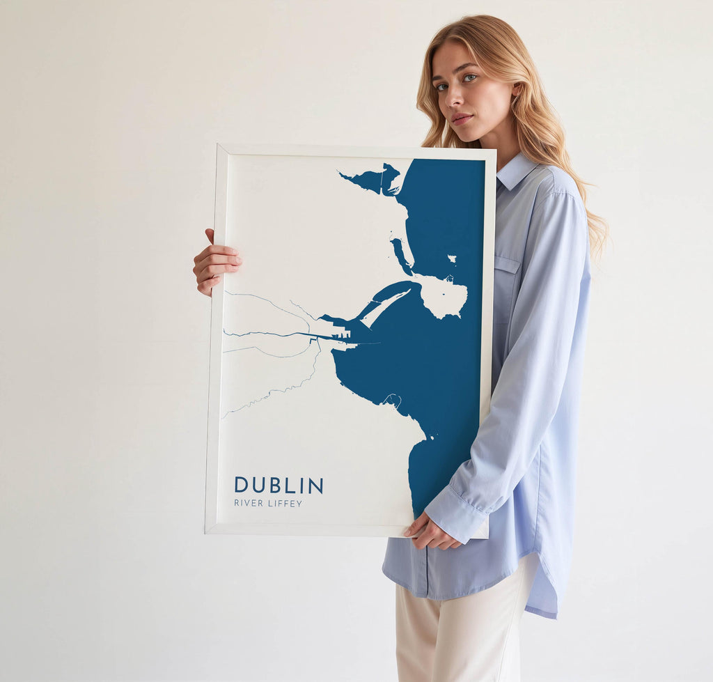 Dublin Map Art - Dublin River Liffey Map Art, Ireland Art Print, Ireland Wall Art, Dublin Travel Print, Ireland Map, Dublin City Map Poster