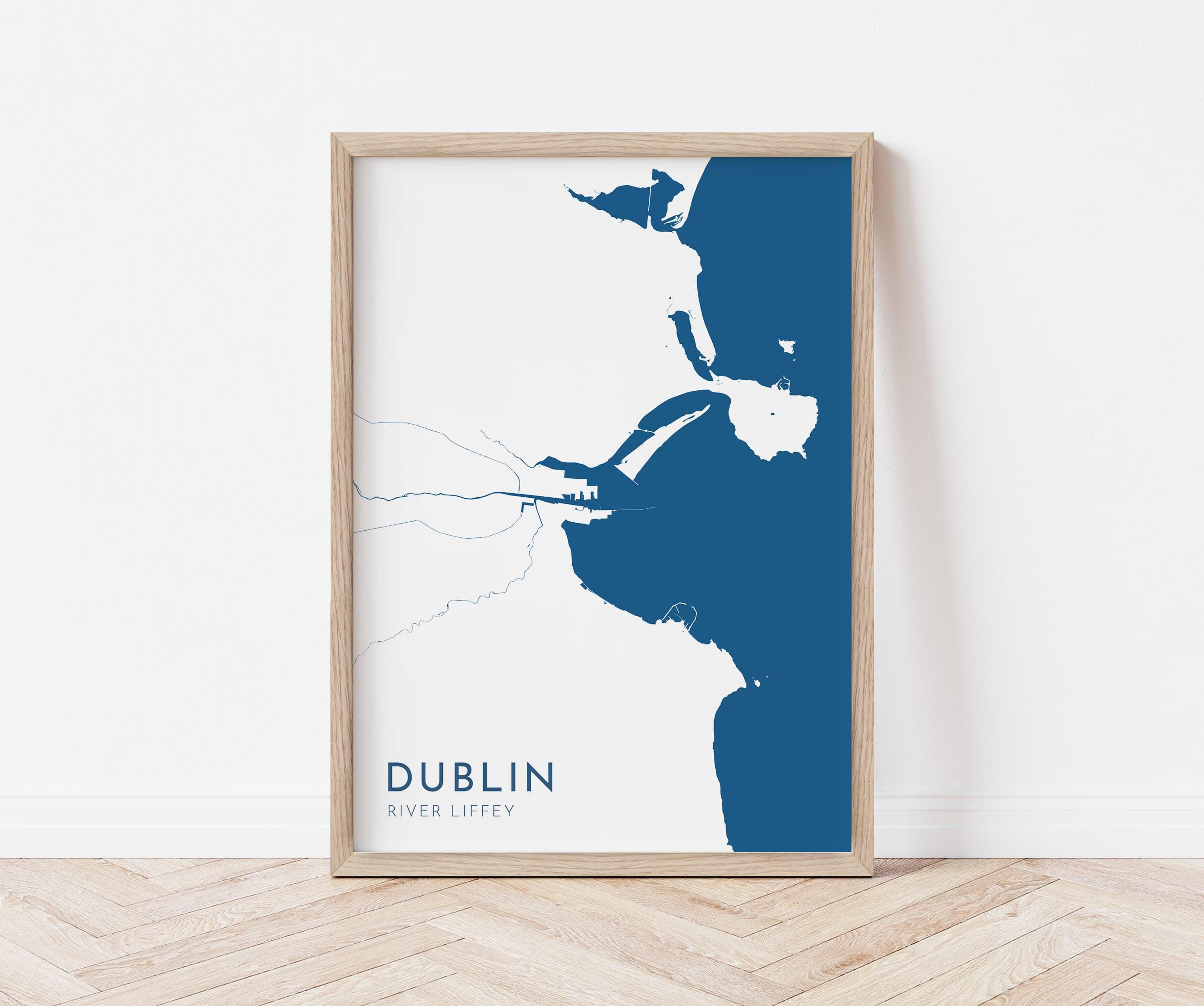 Dublin Map Art - Dublin River Liffey Map Art, Ireland Art Print, Ireland Wall Art, Dublin Travel Print, Ireland Map, Dublin City Map Poster