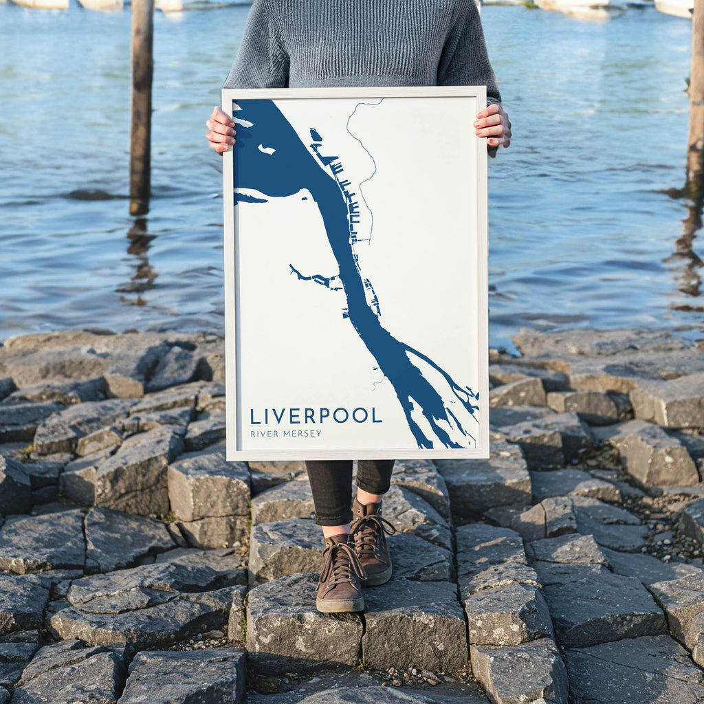 Liverpool Map Art - River Mersey Map, Liverpool Art, Liverpool Travel Print, Nautical Décor, City Map Art, UK Cities