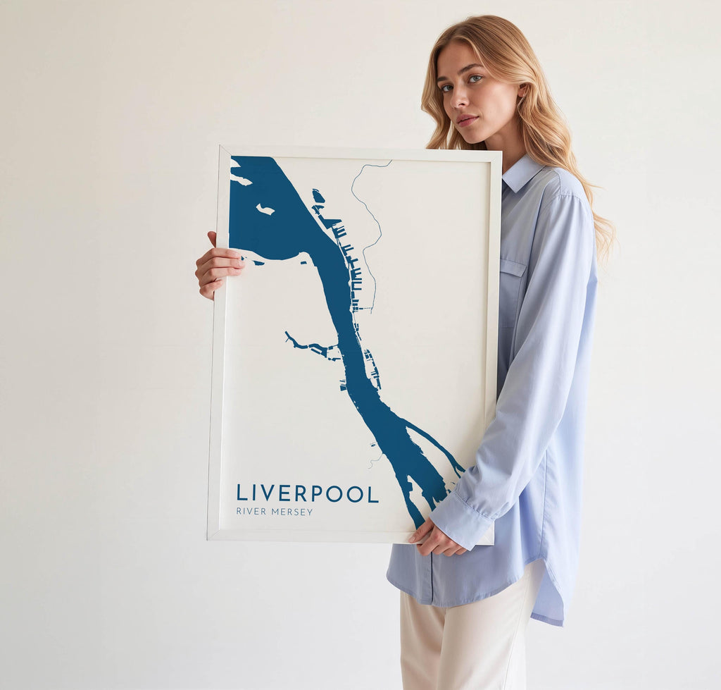 Liverpool Map Art - River Mersey Map, Liverpool Art, Liverpool Travel Print, Nautical Décor, City Map Art, UK Cities