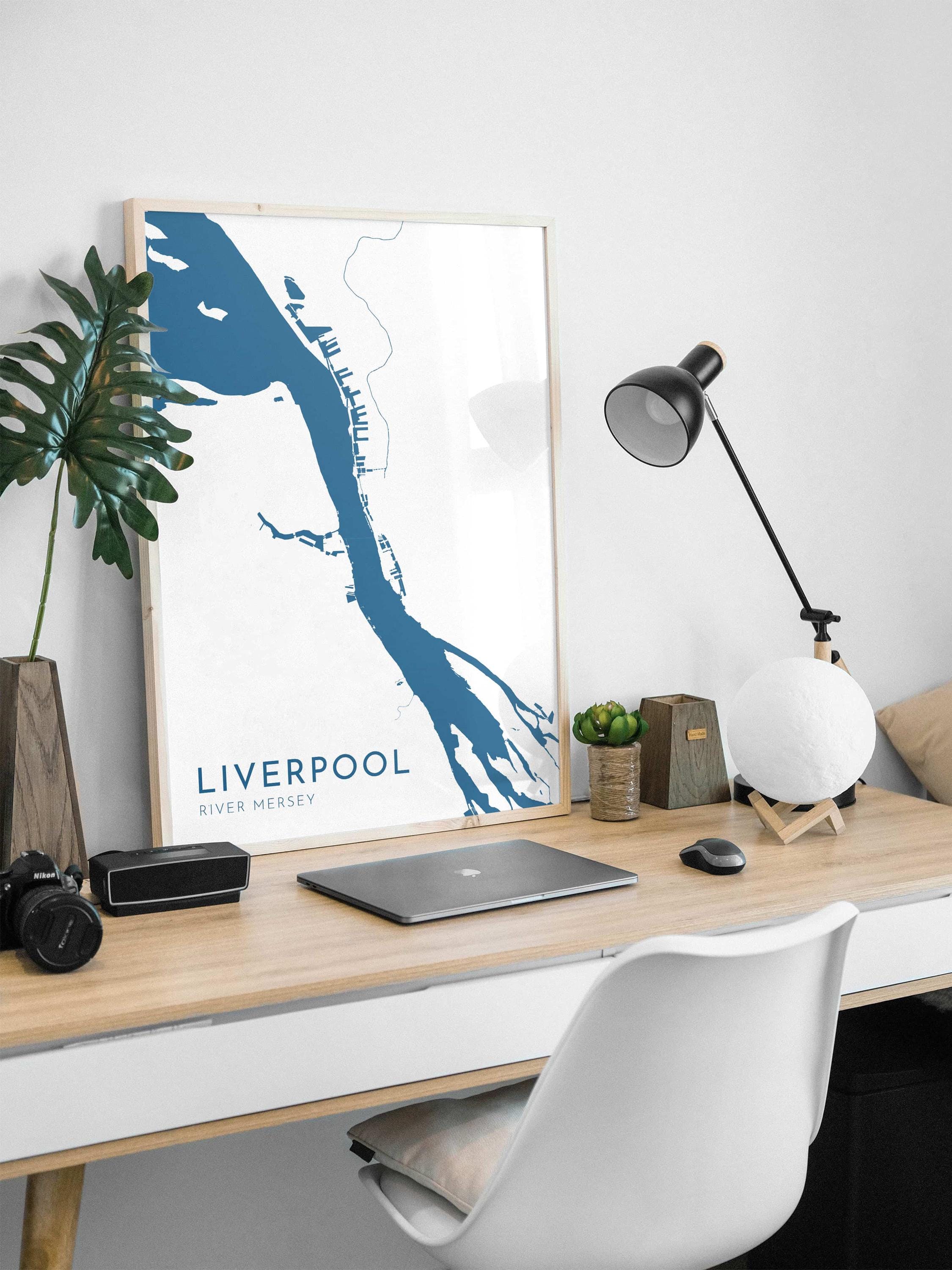 Liverpool Map Art - River Mersey Map, Liverpool Art, Liverpool Travel Print, Nautical Décor, City Map Art, UK Cities