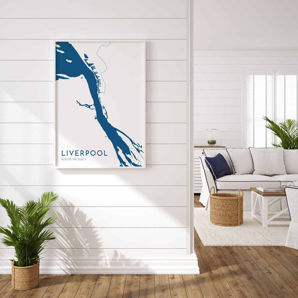 Liverpool Map Art - River Mersey Map, Liverpool Art, Liverpool Travel Print, Nautical Décor, City Map Art, UK Cities