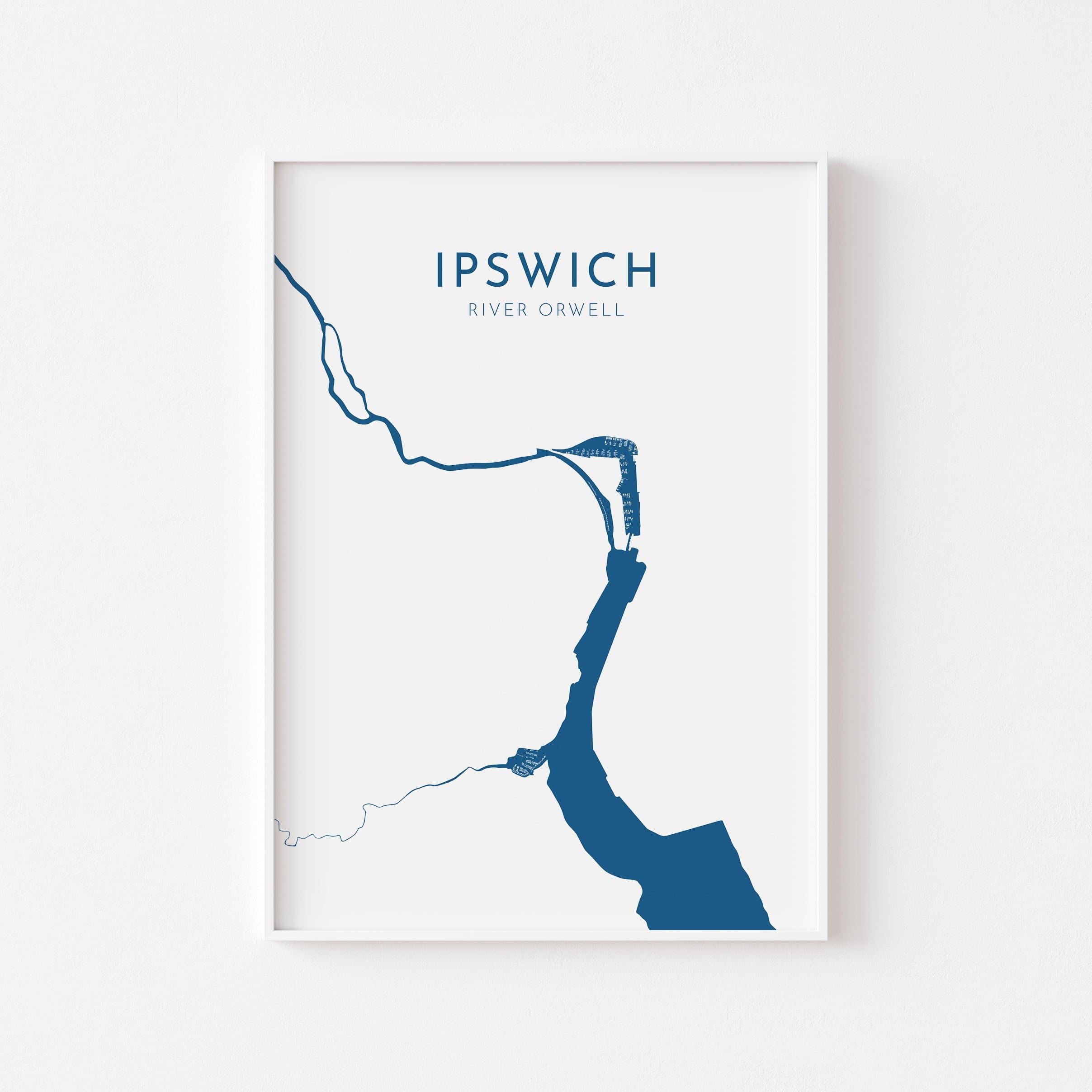 Ipswich Map Art - Suffolk Map Art, Ipswich UK Art, River Orwell Map, Suffolk Travel Print, Nautical Décor
