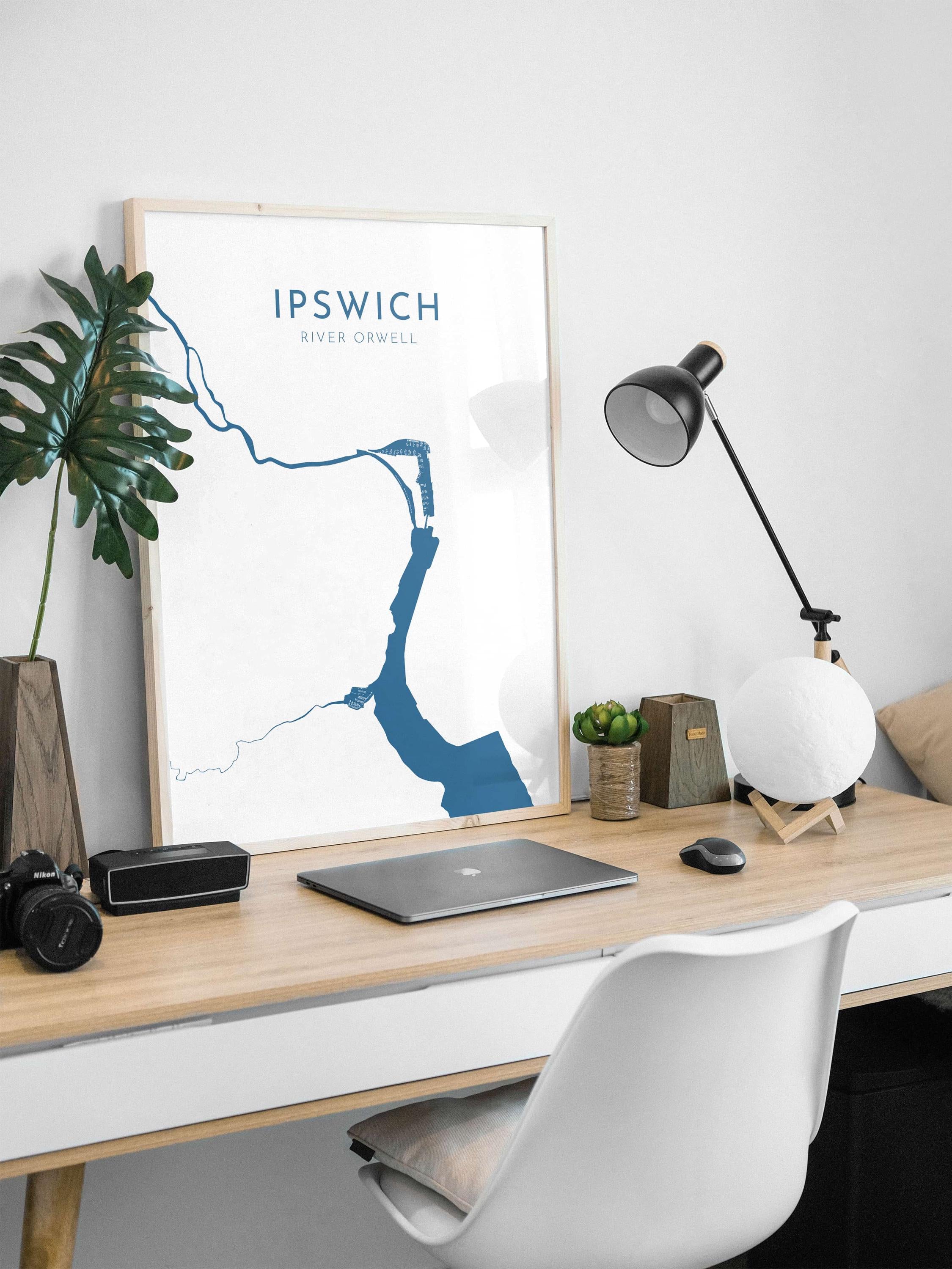 Ipswich Map Art - Suffolk Map Art, Ipswich UK Art, River Orwell Map, Suffolk Travel Print, Nautical Décor