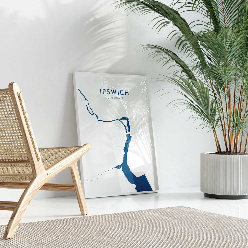 Ipswich Map Art - Suffolk Map Art, Ipswich UK Art, River Orwell Map, Suffolk Travel Print, Nautical Décor