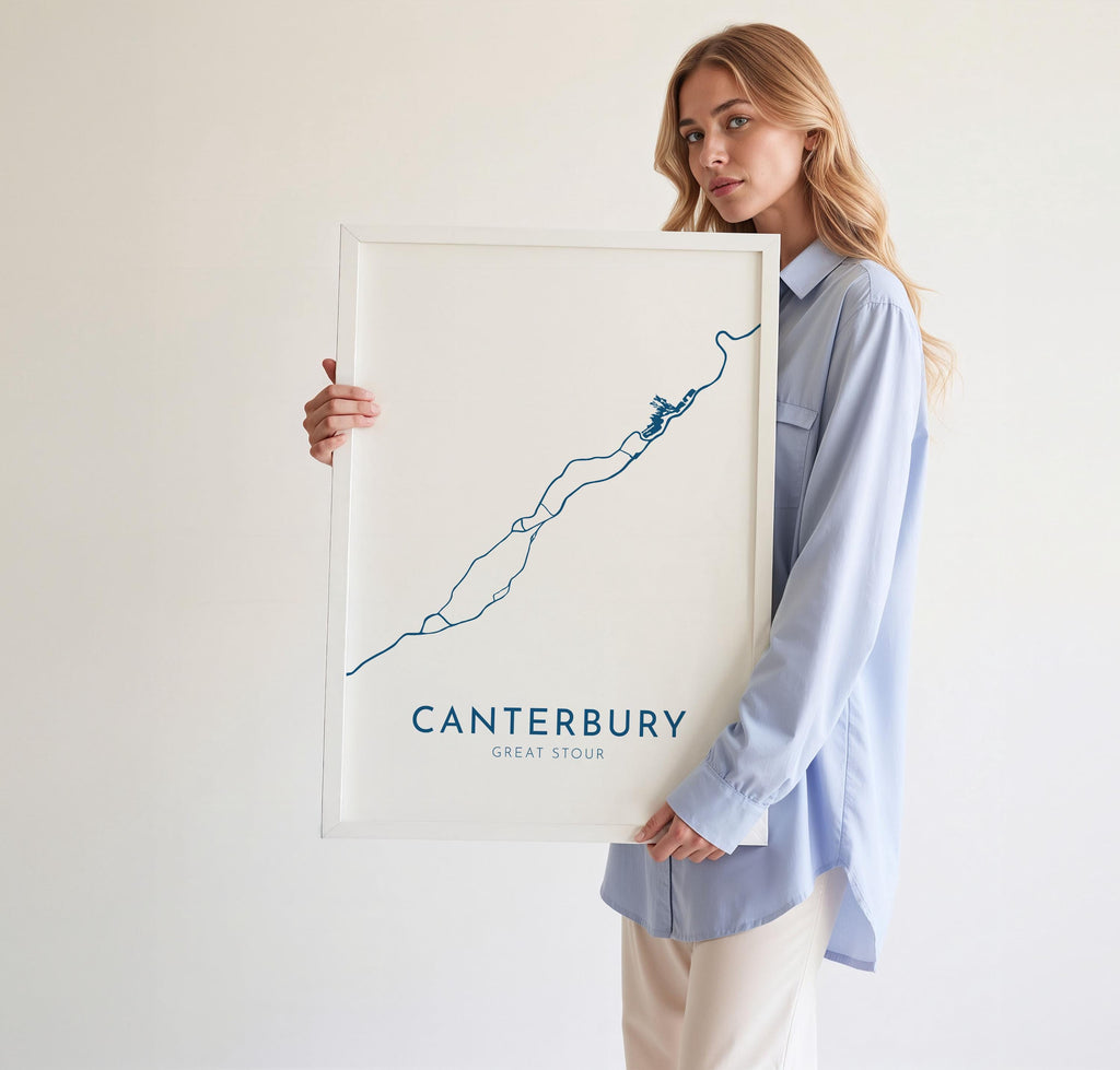 Canterbury Map Art - Canterbury UK Art Print, Kent Map, River Map, Kent Art, Canterbury Travel Print, Canterbury Poster, UK City Map