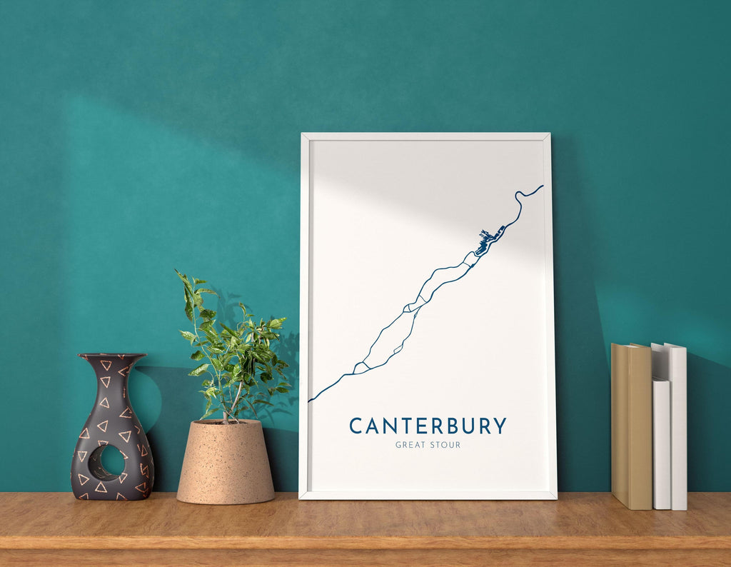 Canterbury Map Art - Canterbury UK Art Print, Kent Map, River Map, Kent Art, Canterbury Travel Print, Canterbury Poster, UK City Map