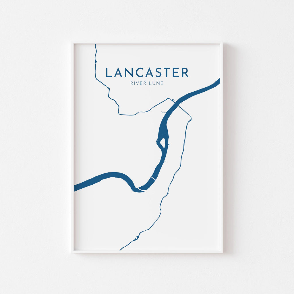 Lancaster Map Art - River Lune Map, Lancaster City Art, Lancashire Map, Lancaster Art Print, Nautical Décor, City Map Art, UK Cities