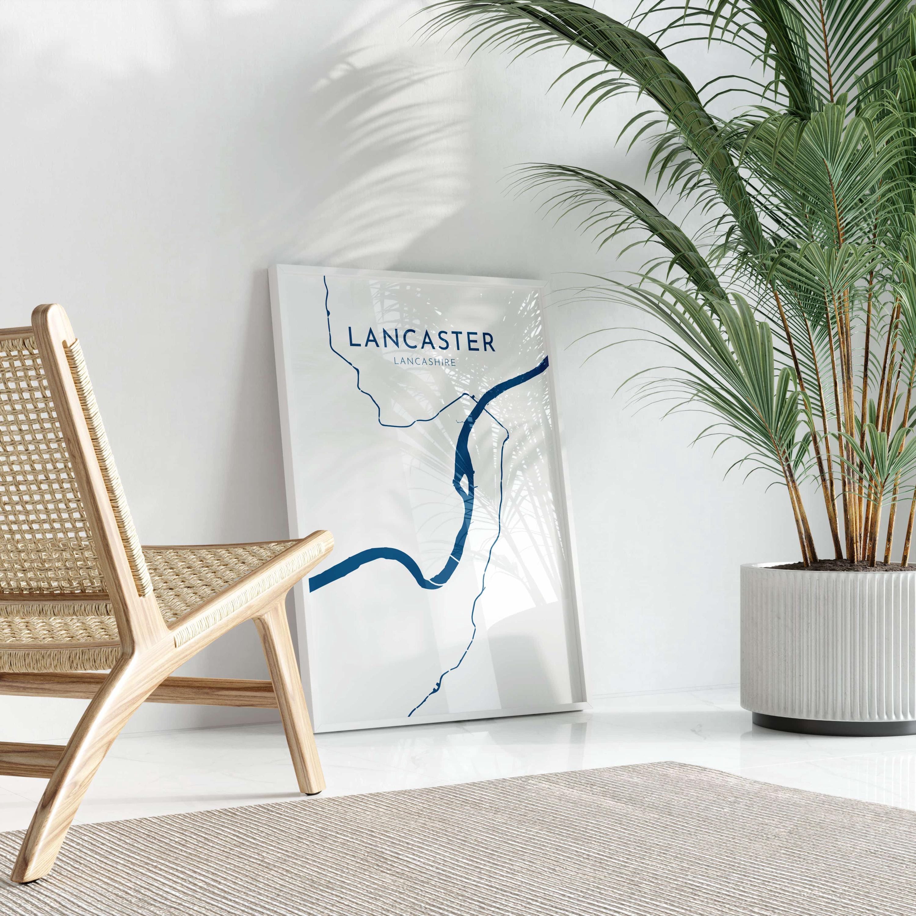 Lancaster Map Art - River Lune Map, Lancaster City Art, Lancashire Map, Lancaster Art Print, Nautical Décor, City Map Art, UK Cities