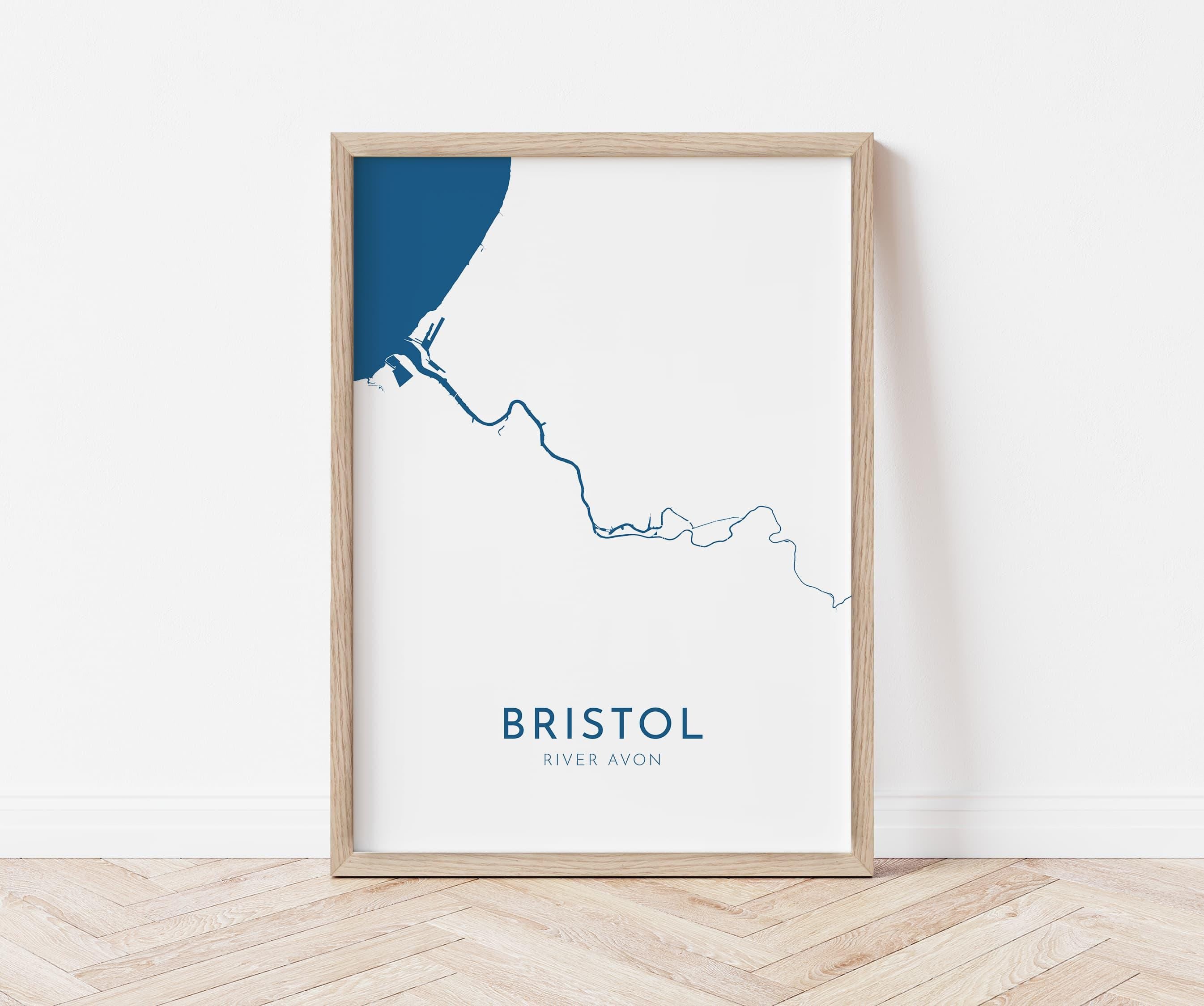 Bristol Map Art - Bristol UK Art, Bristol Travel Print, UK City Map Art, Bristol Map Print, River Avon Map