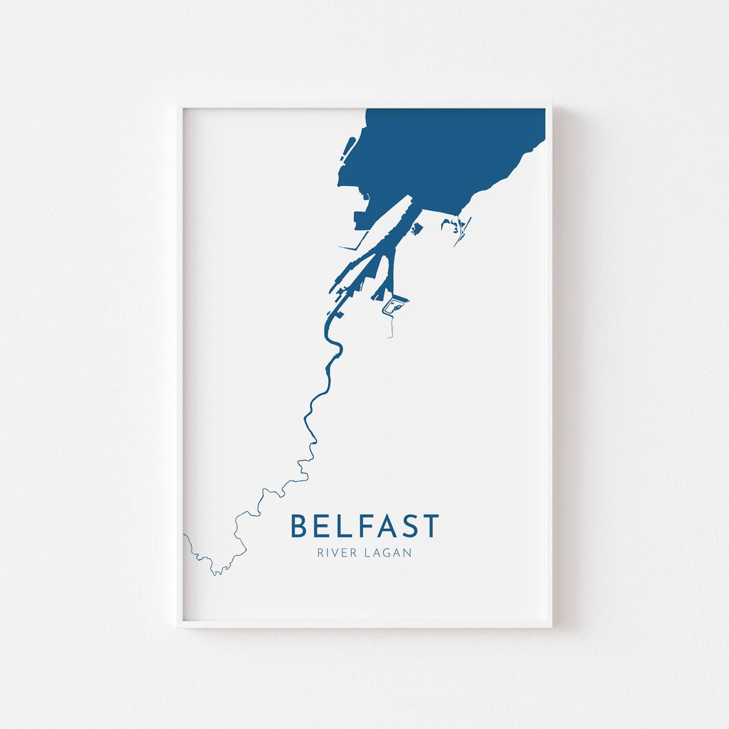 Belfast Map Art - Belfast River Lagan Map Art, Northern Ireland Wall Art, Belfast Travel Print, Ireland Map, Belfast City Map Poster