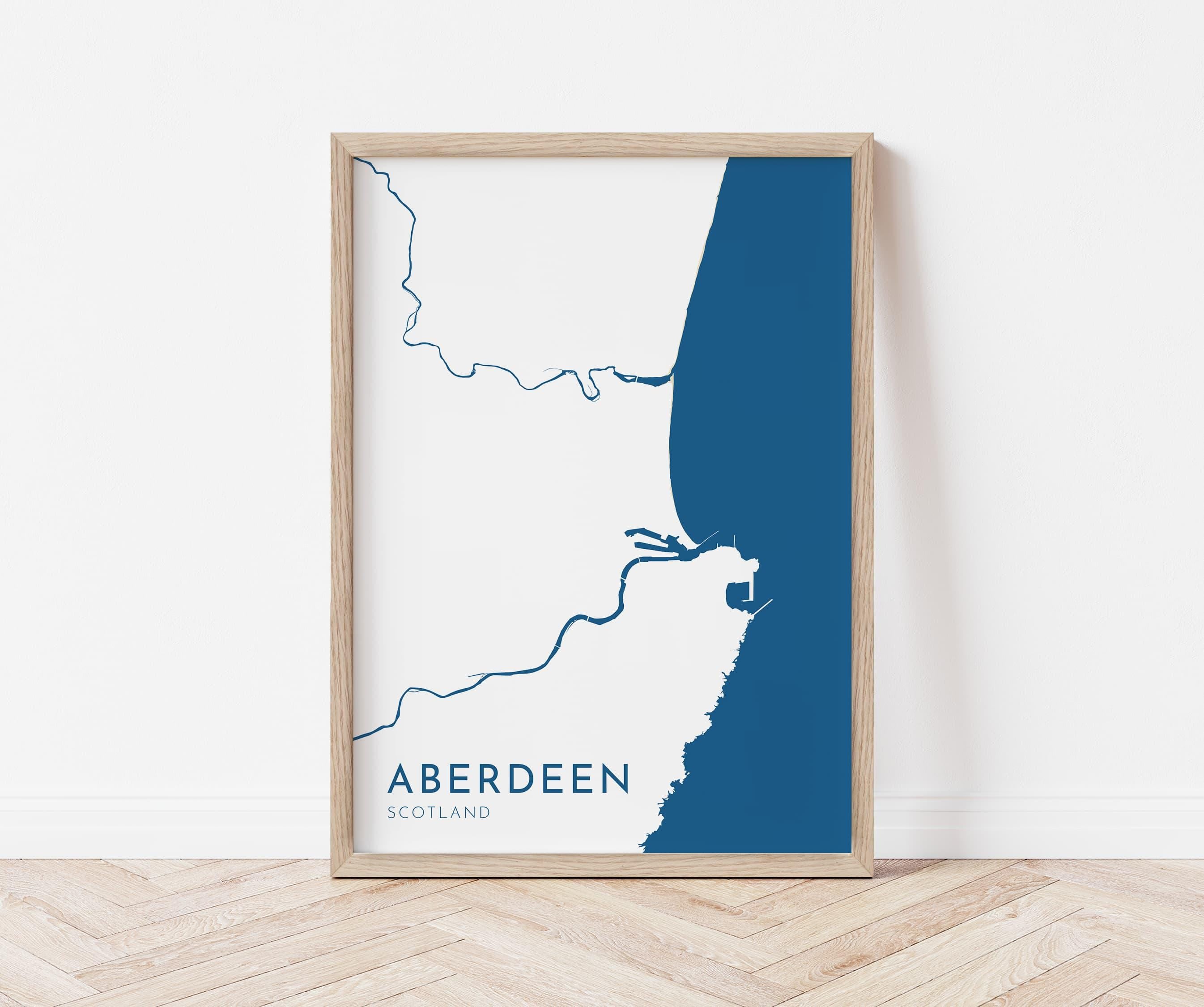 Aberdeen Map Art - Scotland Map Art, Aberdeen UK Map Art, Aberdeen Travel Print, UK City Map Art, Scottish Art Print, Scottish Coast