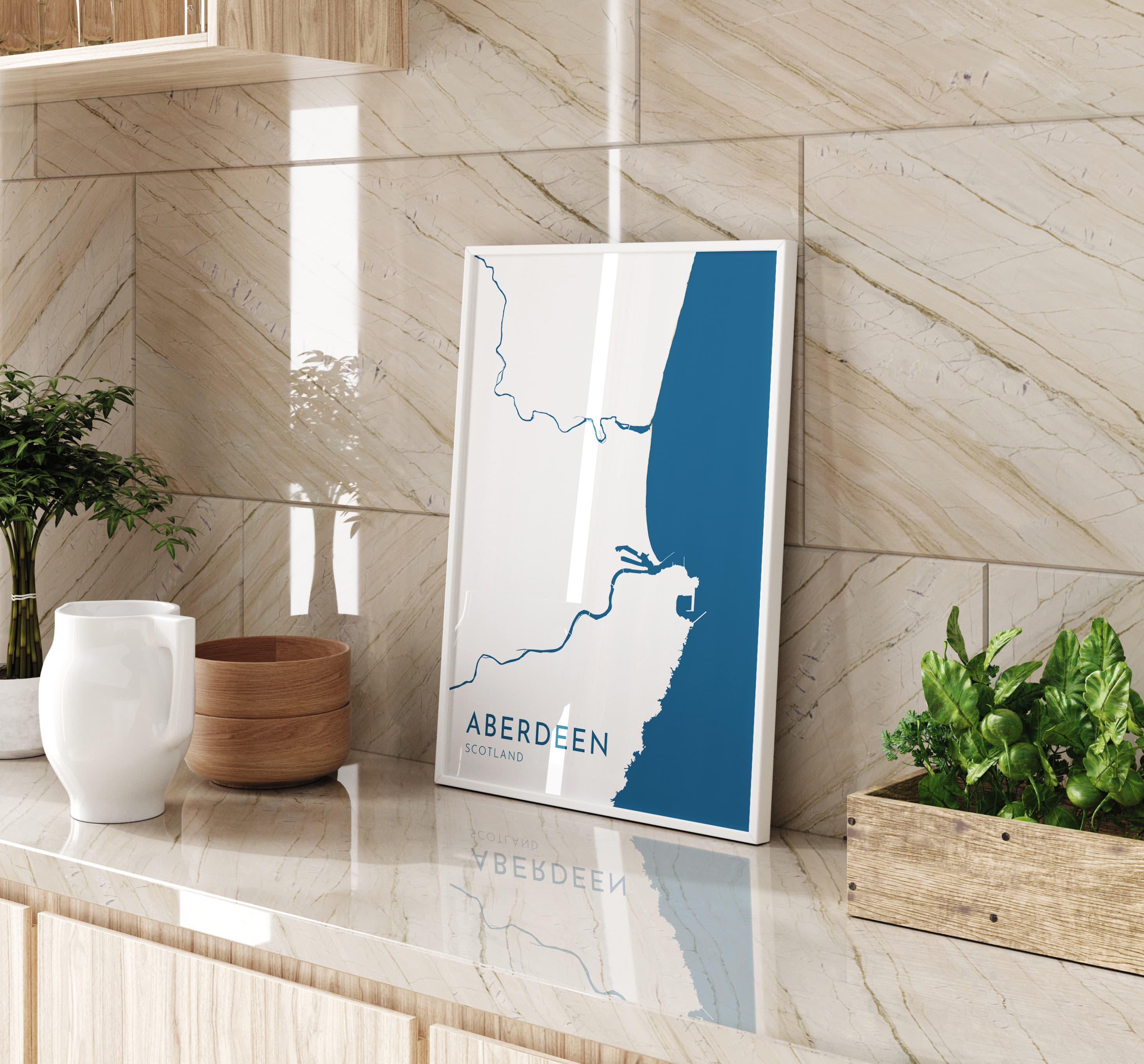 Aberdeen Map Art - Scotland Map Art, Aberdeen UK Map Art, Aberdeen Travel Print, UK City Map Art, Scottish Art Print, Scottish Coast