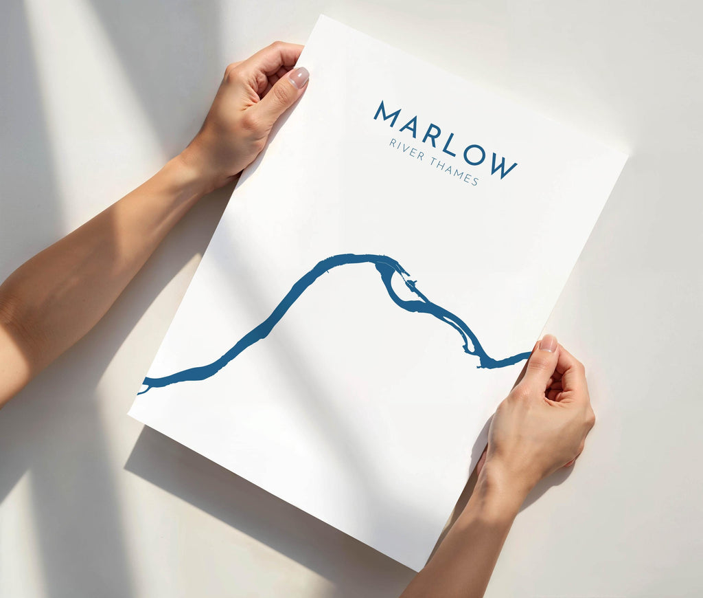 Marlow Map - River Thames Map Art, Marlow Art Print, Buckinghamshire Map, Rowing Art Print, Thames Map, River Map, River Art, UK