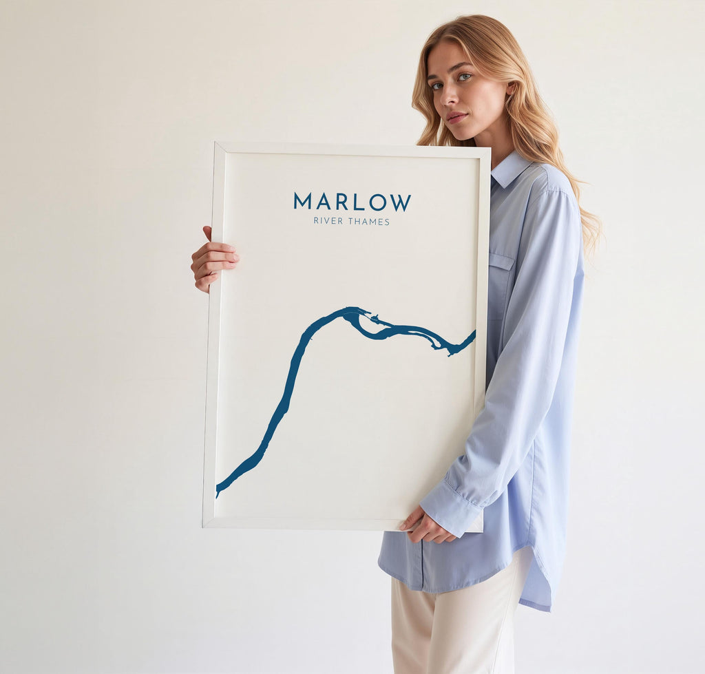 Marlow Map - River Thames Map Art, Marlow Art Print, Buckinghamshire Map, Rowing Art Print, Thames Map, River Map, River Art, UK