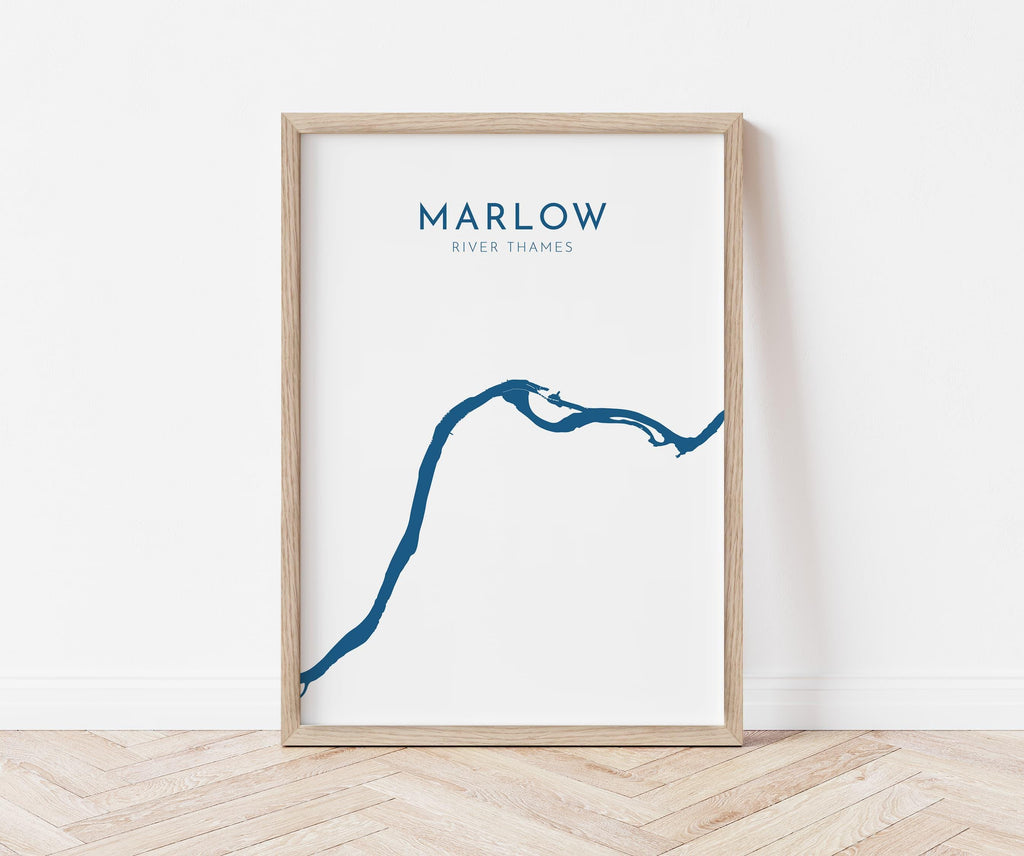 Marlow Map - River Thames Map Art, Marlow Art Print, Buckinghamshire Map, Rowing Art Print, Thames Map, River Map, River Art, UK