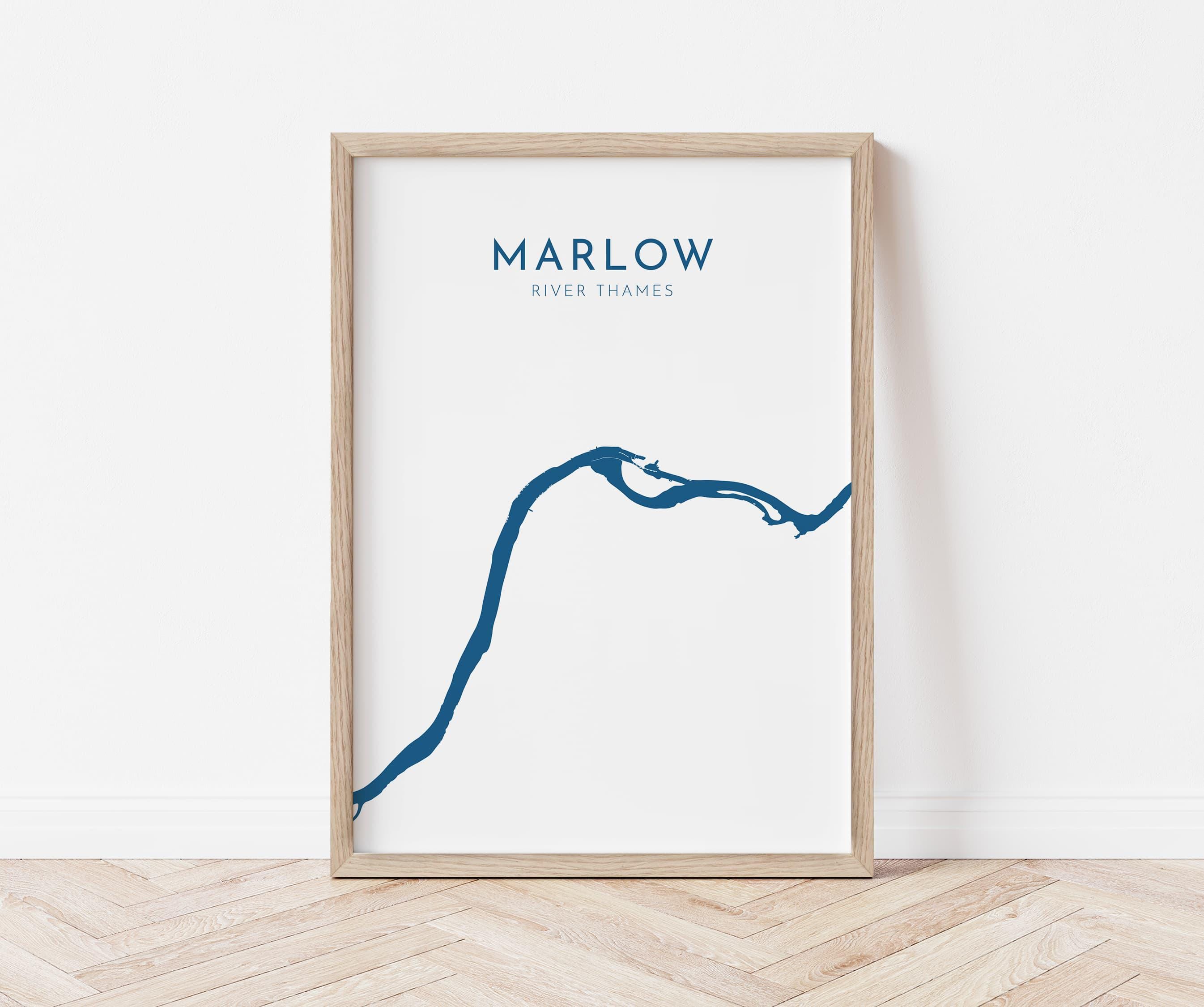 Marlow Map - River Thames Map Art, Marlow Art Print, Buckinghamshire Map, Rowing Art Print, Thames Map, River Map, River Art, UK