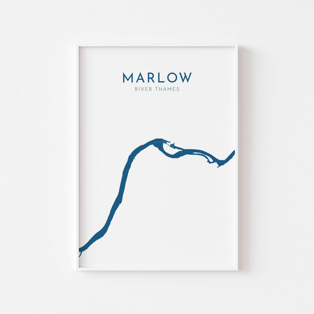 Marlow Map - River Thames Map Art, Marlow Art Print, Buckinghamshire Map, Rowing Art Print, Thames Map, River Map, River Art, UK