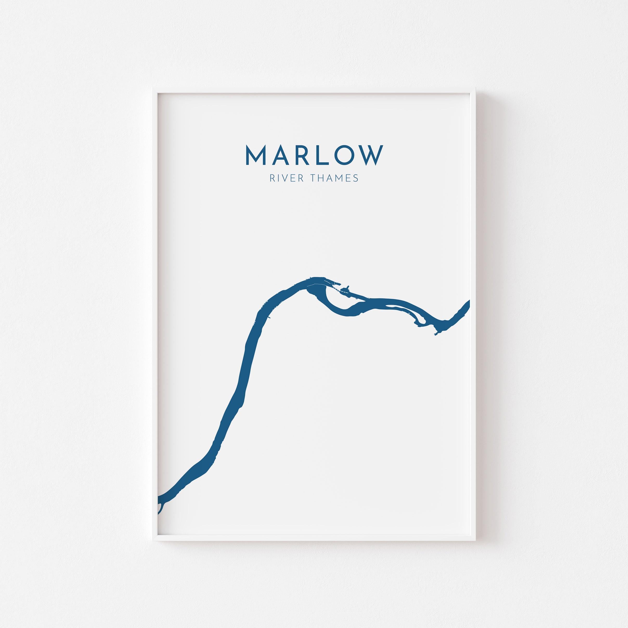Marlow Map - River Thames Map Art, Marlow Art Print, Buckinghamshire Map, Rowing Art Print, Thames Map, River Map, River Art, UK