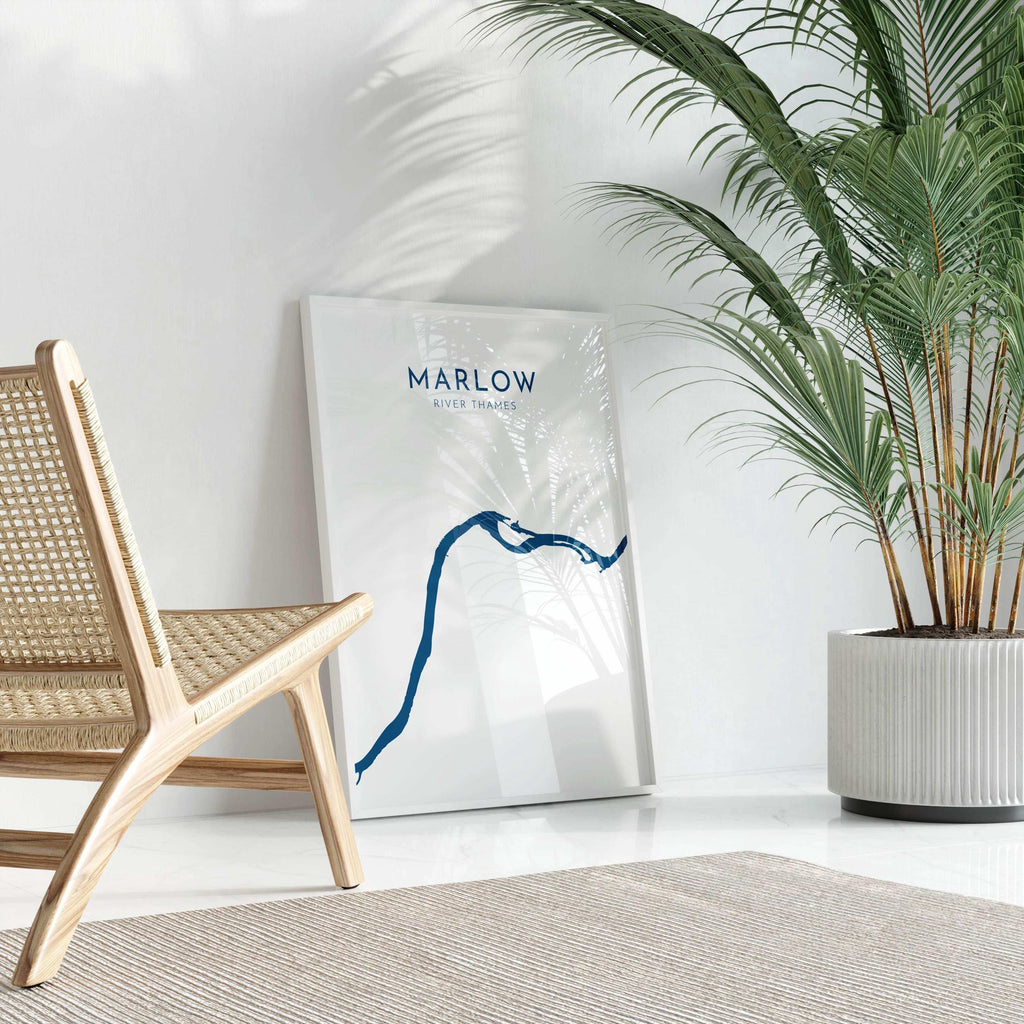 Marlow Map - River Thames Map Art, Marlow Art Print, Buckinghamshire Map, Rowing Art Print, Thames Map, River Map, River Art, UK