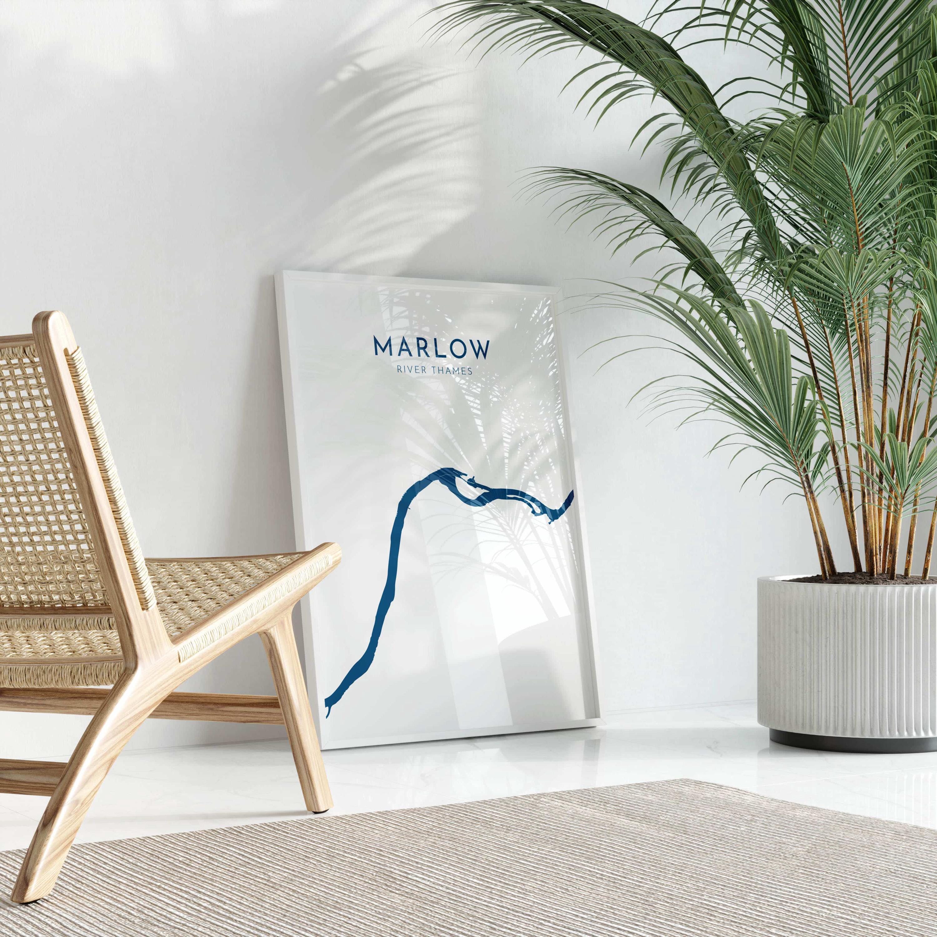 Marlow Map - River Thames Map Art, Marlow Art Print, Buckinghamshire Map, Rowing Art Print, Thames Map, River Map, River Art, UK