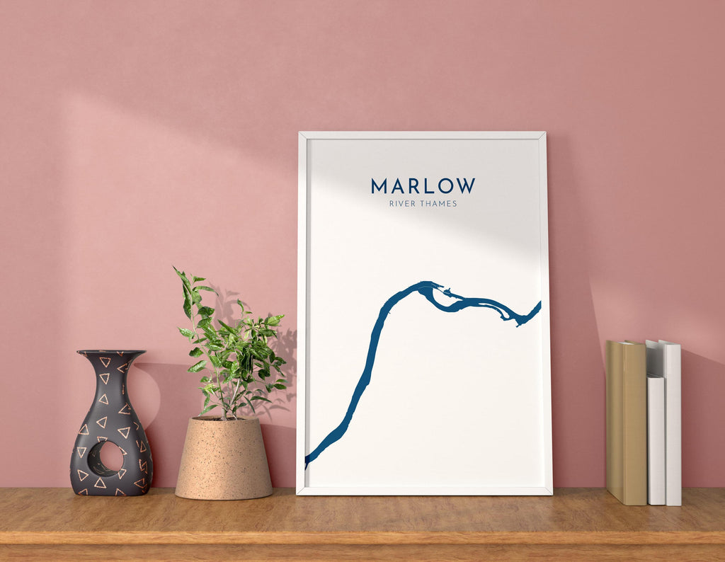 Marlow Map - River Thames Map Art, Marlow Art Print, Buckinghamshire Map, Rowing Art Print, Thames Map, River Map, River Art, UK
