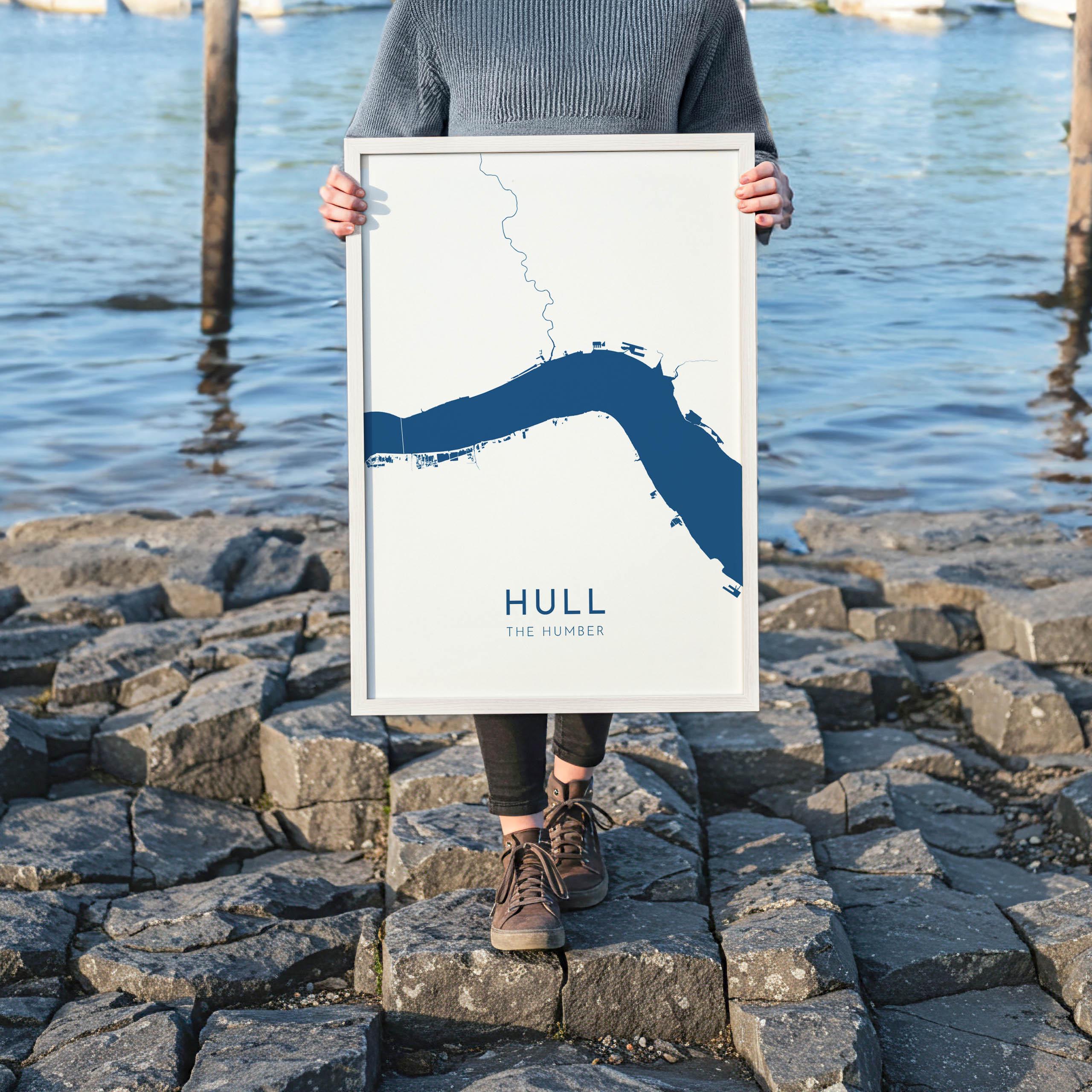 Hull Map Art - The Humber Estuary Map Art, Hull UK Map Art, Yorkshire Map, Kingston Upon Hull Travel Print, River Hull