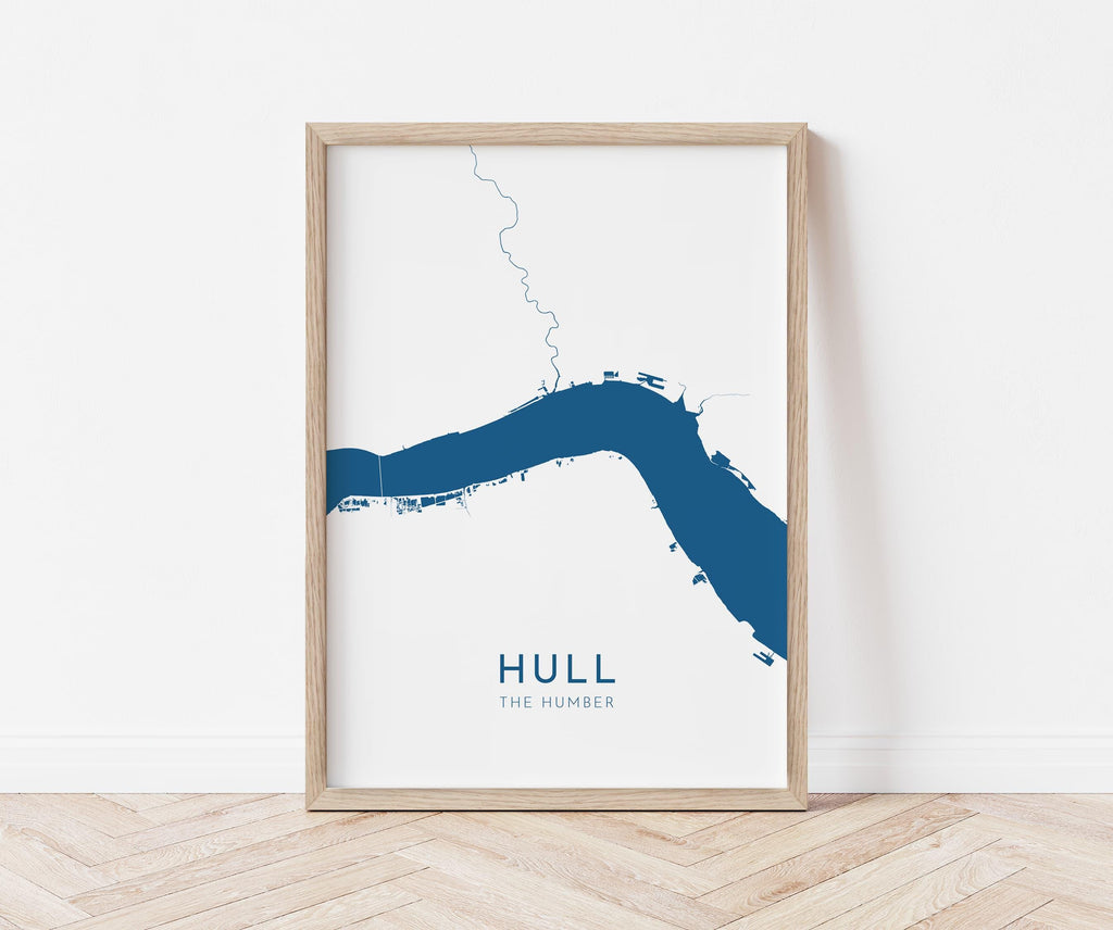 Hull Map Art - The Humber Estuary Map Art, Hull UK Map Art, Yorkshire Map, Kingston Upon Hull Travel Print, River Hull