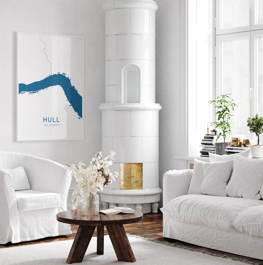 Hull Map Art - The Humber Estuary Map Art, Hull UK Map Art, Yorkshire Map, Kingston Upon Hull Travel Print, River Hull