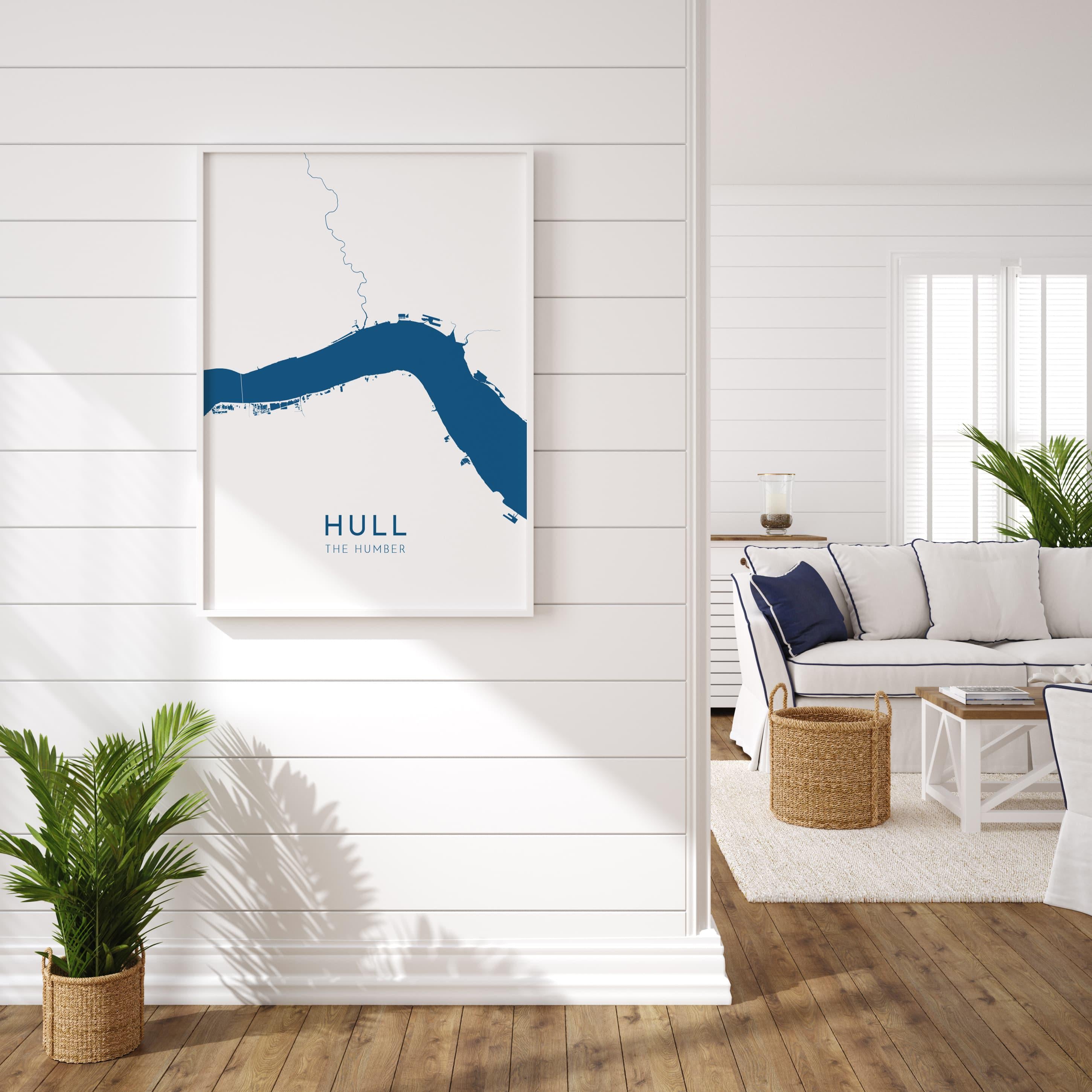 Hull Map Art - The Humber Estuary Map Art, Hull UK Map Art, Yorkshire Map, Kingston Upon Hull Travel Print, River Hull