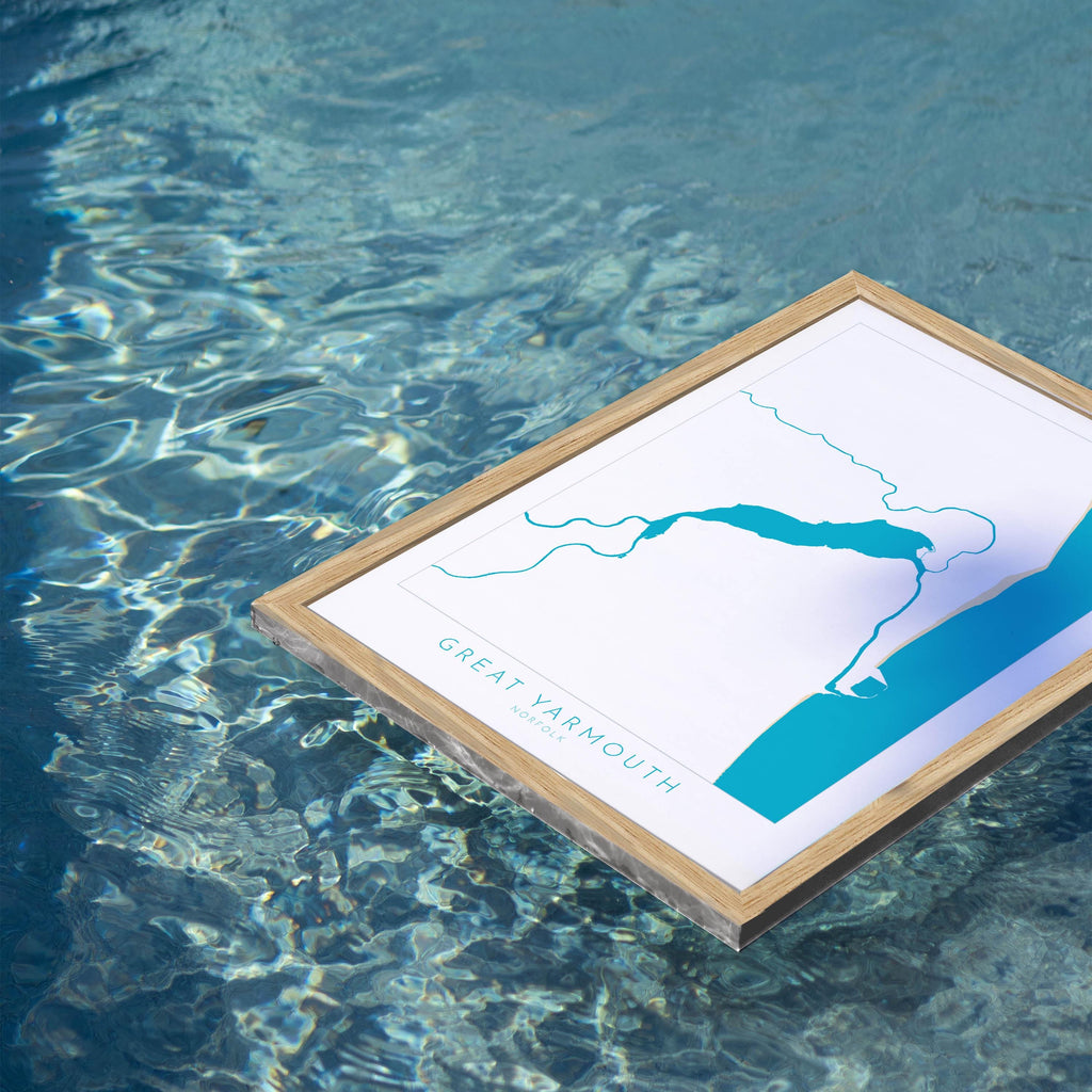 Great Yarmouth Map - Great Yarmouth Art Print, Norfolk Art, Great Yarmouth beach print, River Yare Map, UK, Norfolk Map, Breydon Water Map