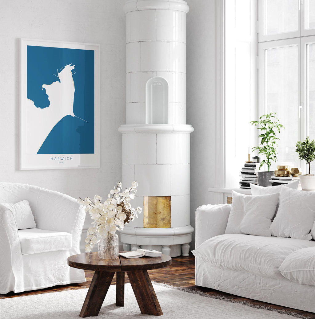 Harwich Map Art - Essex Map, Harwich Essex Art, Harwich Map, Harwich UK, Colchester Map, Essex Art