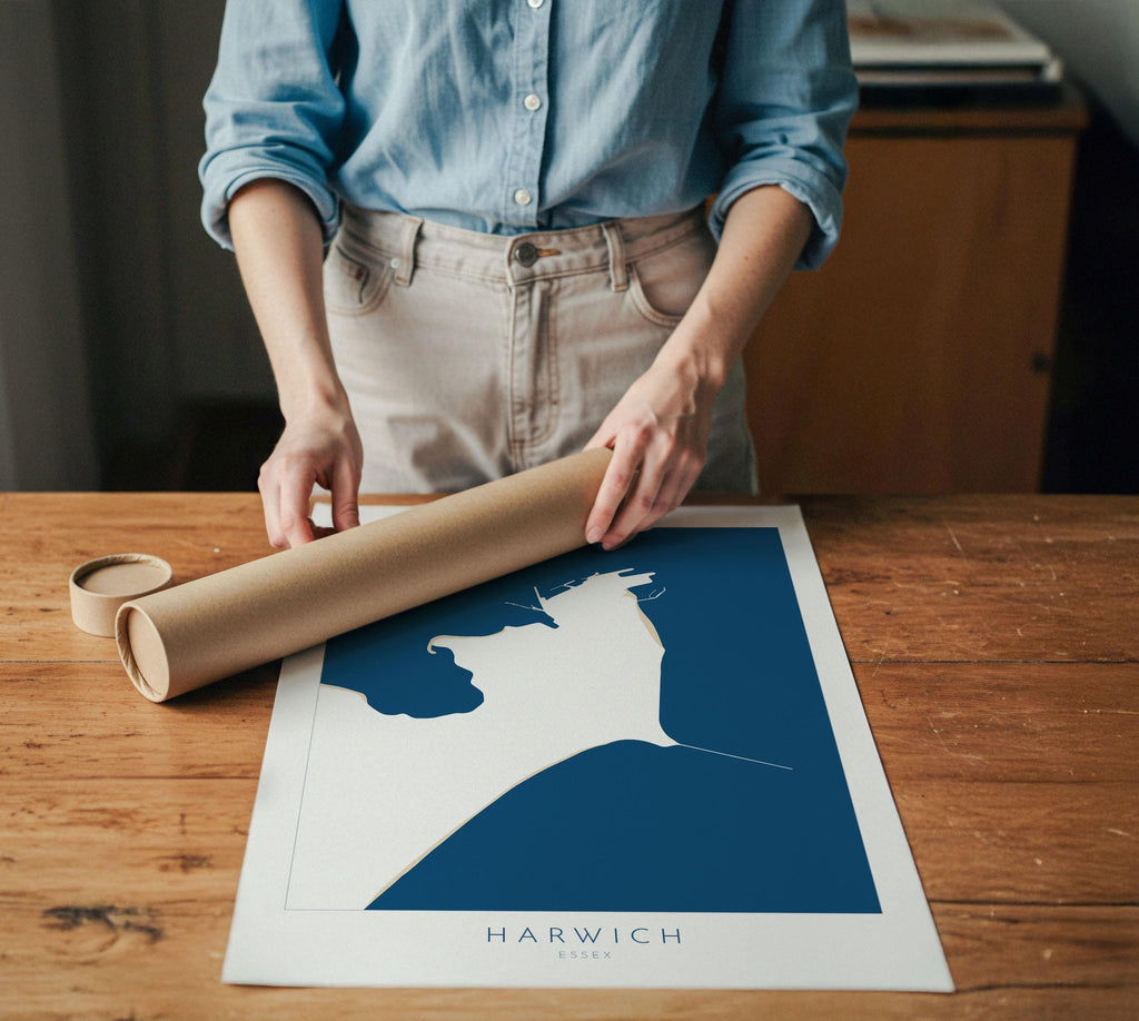 Harwich Map Art - Essex Map, Harwich Essex Art, Harwich Map, Harwich UK, Colchester Map, Essex Art